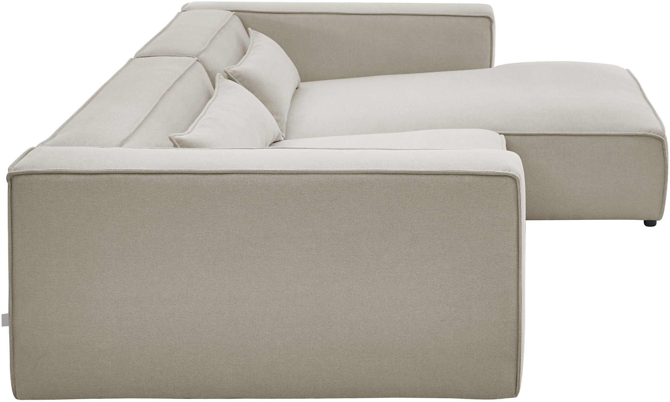 LeGer Home by Lena Gercke Ecksofa »PIARA XXL, Big-Sofa in Cord oder Leinenoptik, L-Form, mit Kedernaht«, wahlweise Ottomane rechts/links, schwarze Füße, extra tiefe Sitzfläche