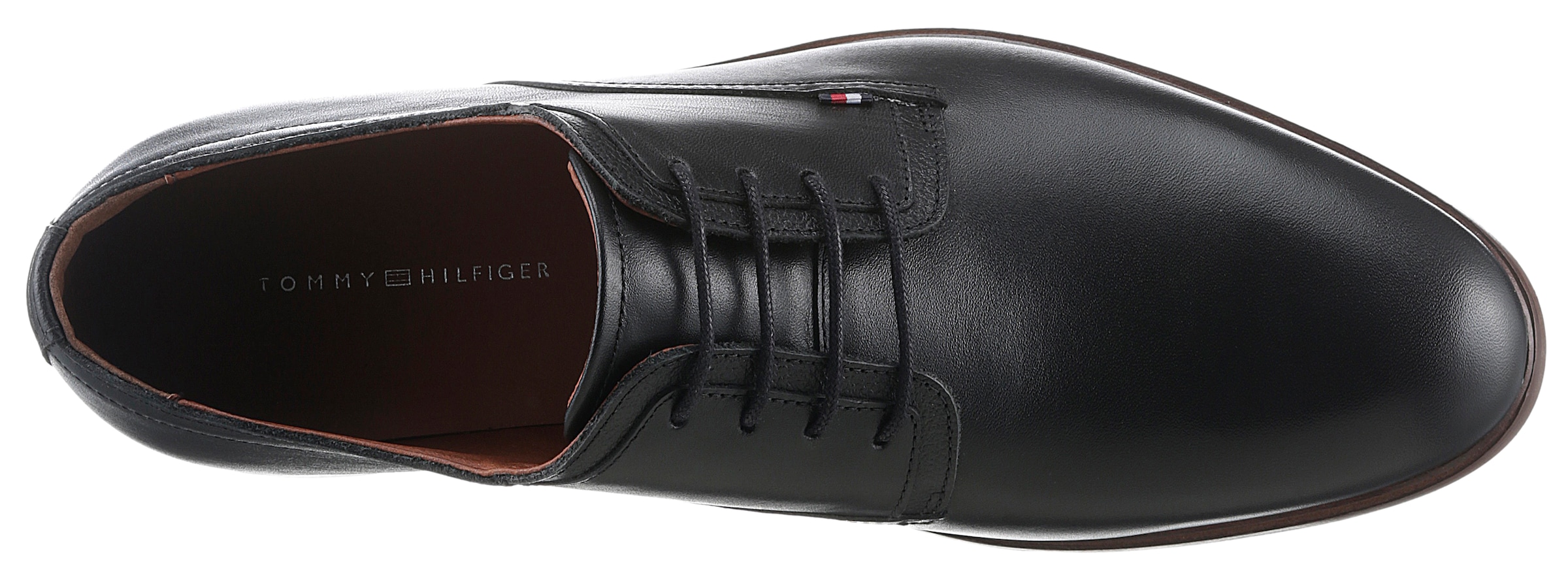 Tommy Hilfiger Schnürschuh »HILFIGER THUNIT LEATHER SHOE«, Blockabsatz, Businessschuh, Festtagsschuh in schmaler Form
