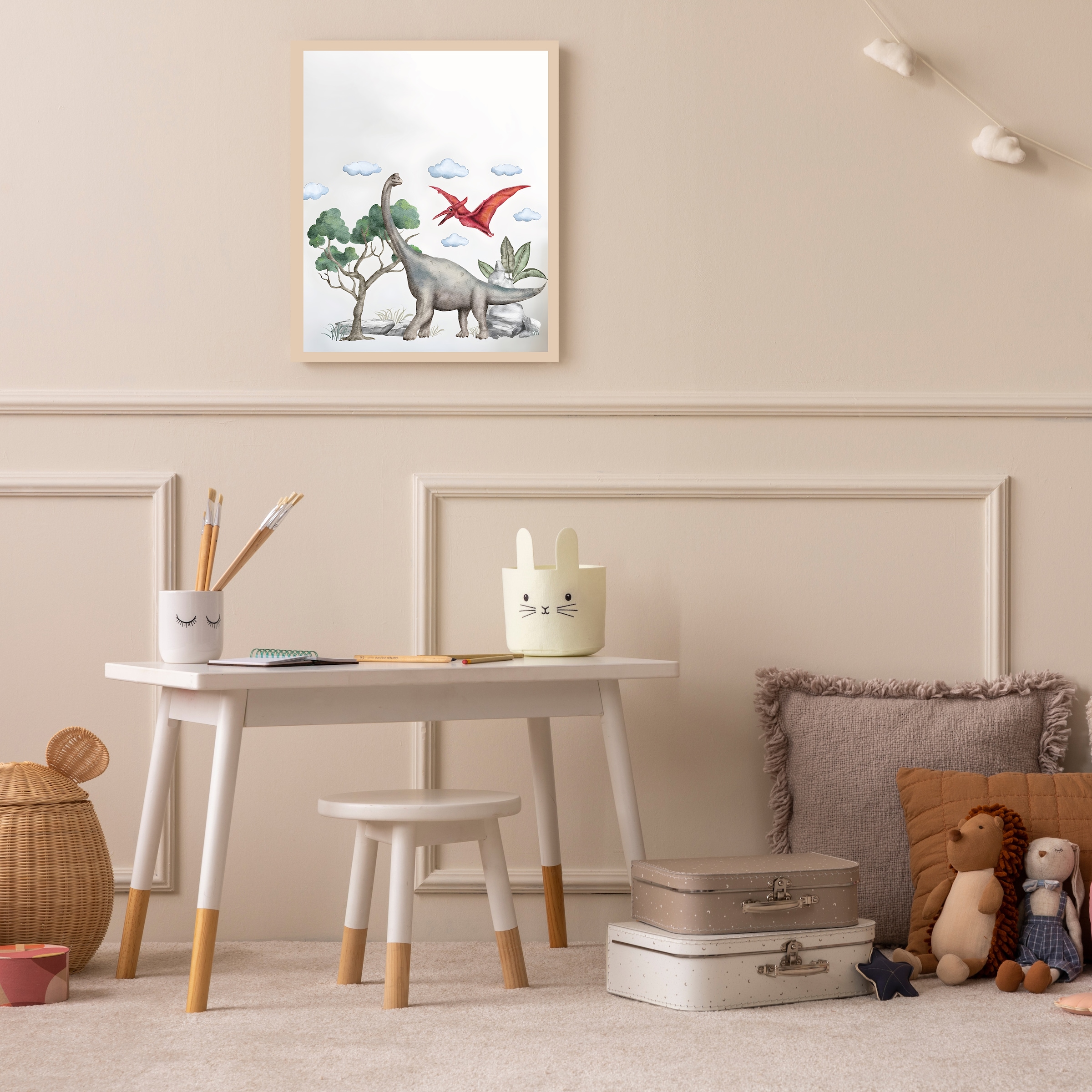 Lüttenhütt Bild mit Rahmen "oder Poster, Dinosaurier", Baum-Dinosaurier-Fan günstig online kaufen