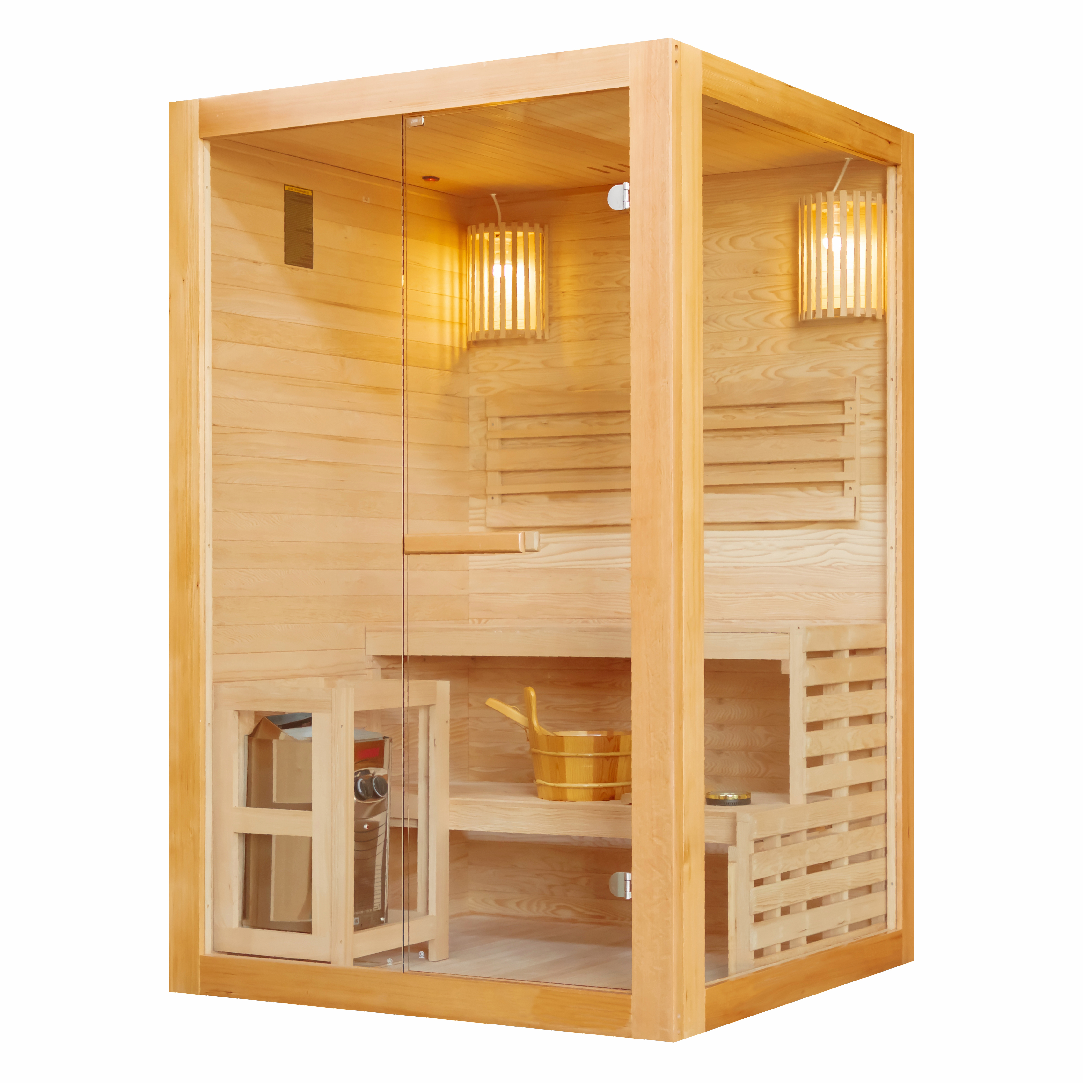 Sauna Extérieur Tonneau Lindholm - Pour 1-2 Personnes - Four 3,6 KW - Bois épicéa Thermique - 128 X 120 X 194 Cm