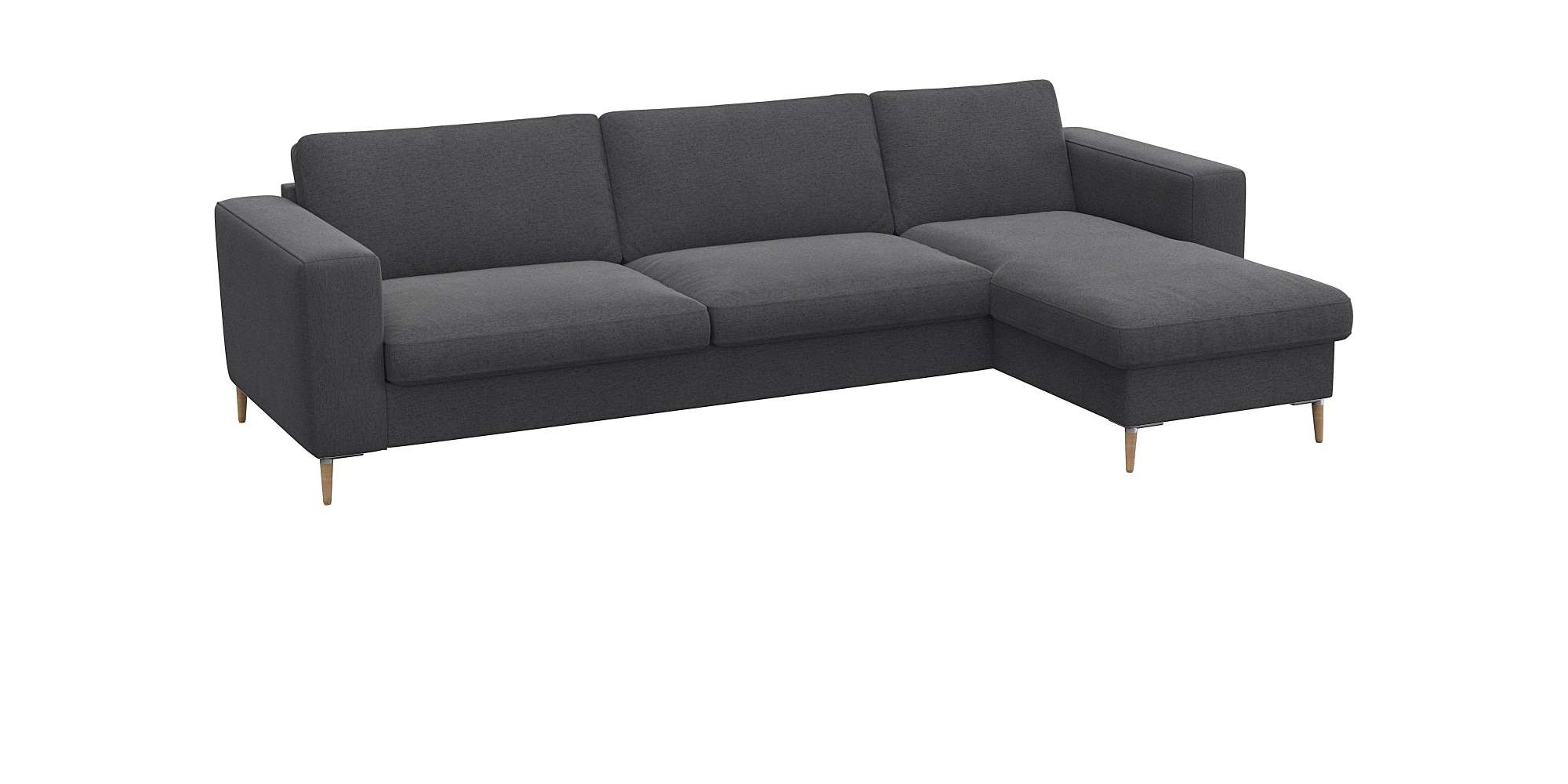 FLEXLUX Ecksofa »Fiore, super Sitzkomfort durch Kaltschaum im Sitz, L-Form«, breite Armlehnen, Kaltschaum, Füße Alu+ Eiche