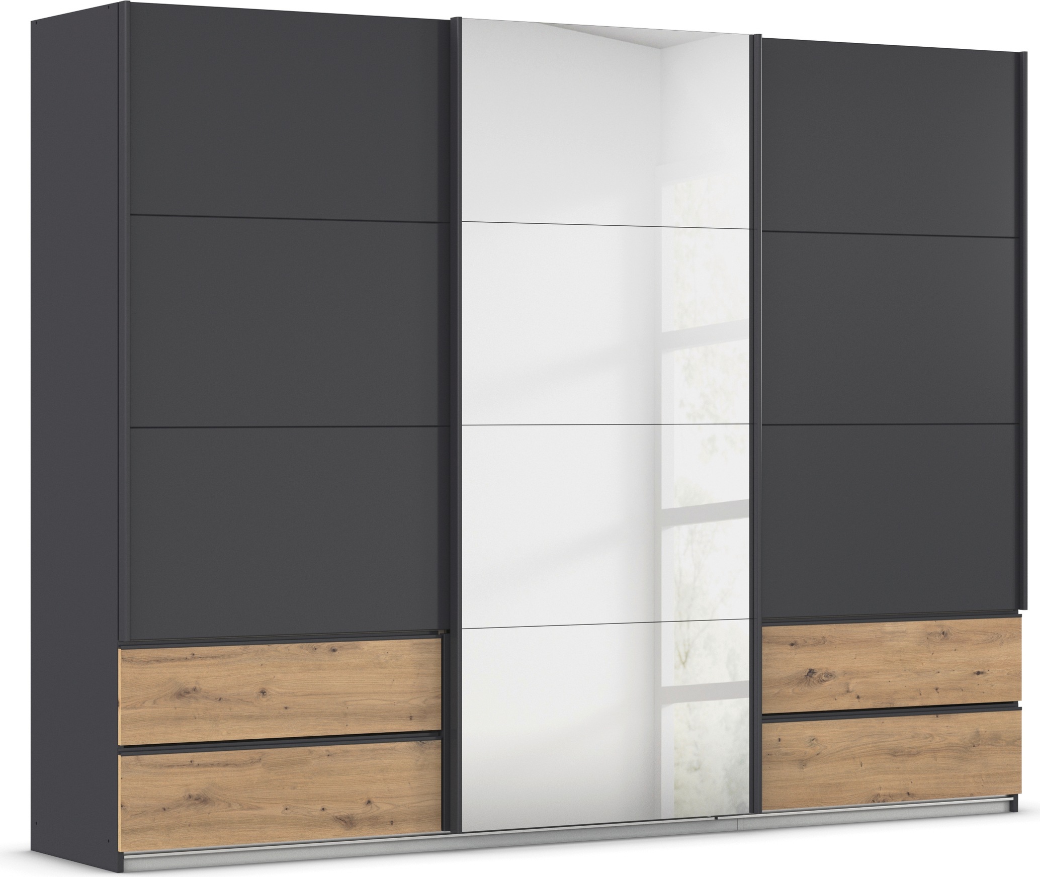 rauch Schwebetürenschrank "Kleiderschrank Schrank Garderobe Wäscheschrank ELARA mit Spiegel" praktische Schubladen optional farblich abgesetzt MADE IN GERMANY