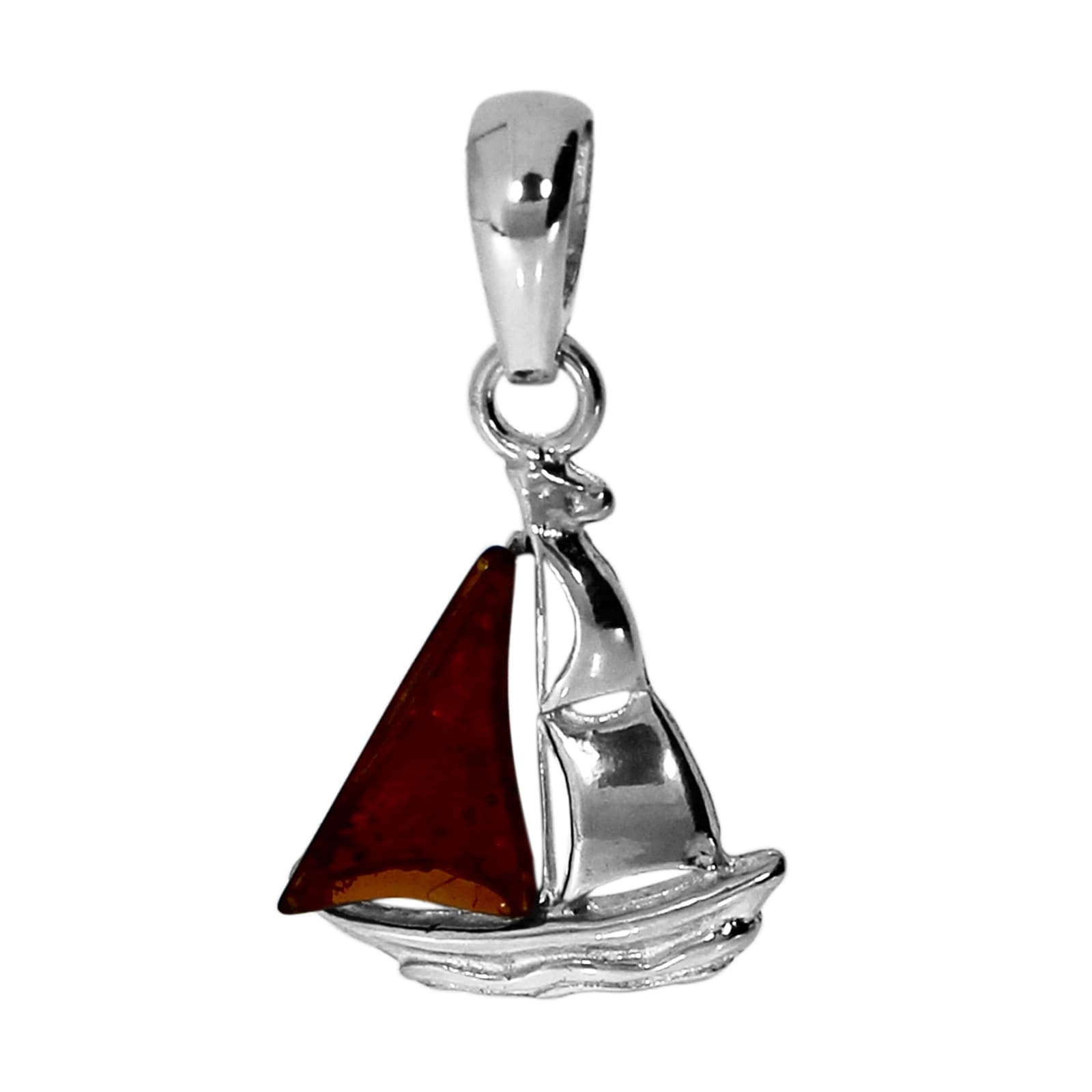 Kettenanhänger OSTSEE-SCHMUCK "- Schiffchen - Silber 925/000 - Bernstein" Gr. 30, silber (silber 925, silberfarben, weiß), Schmuckanhänger, Damen, Silber 925 (Sterlingsilber), Kettenanhänger 4