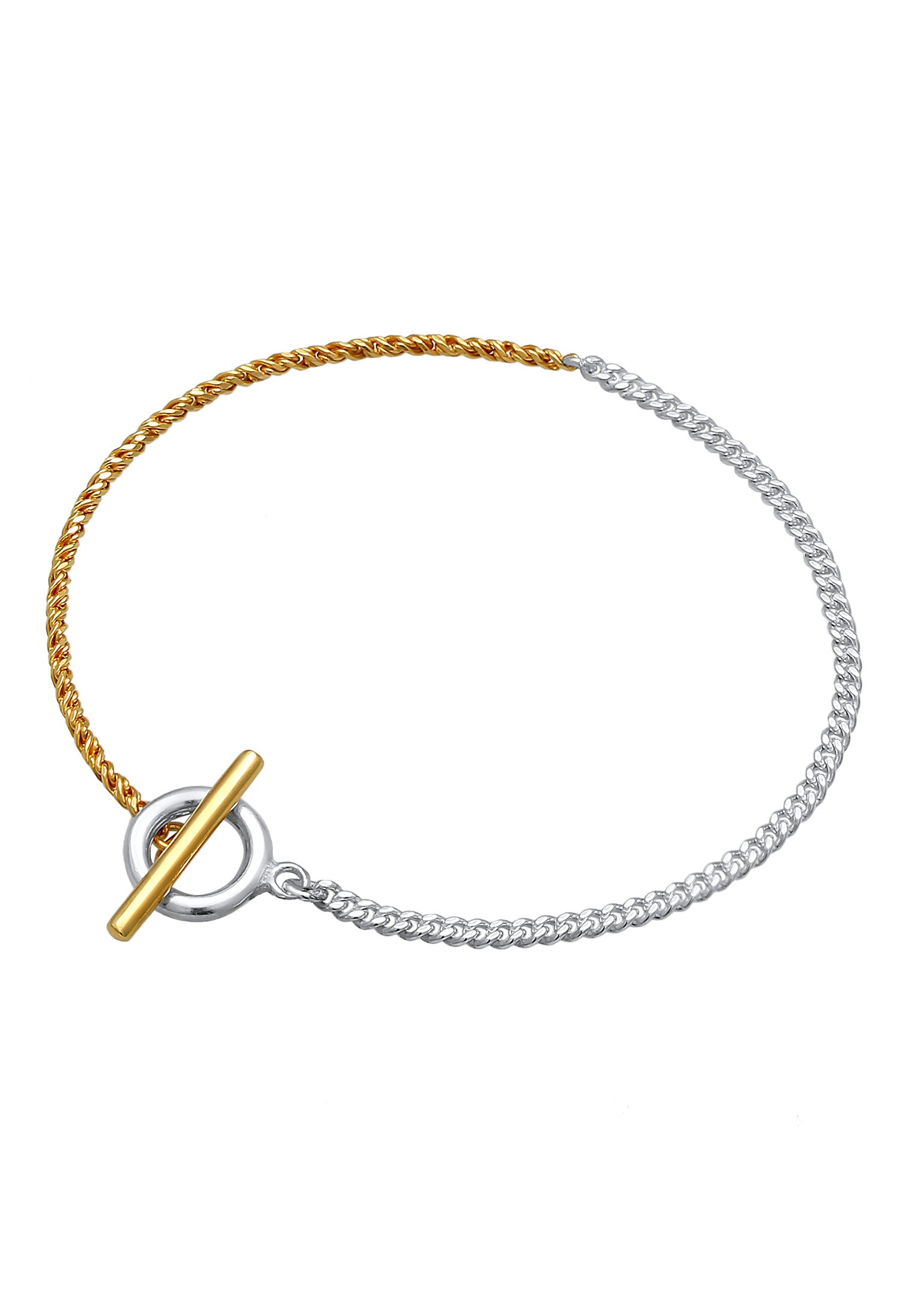 Elli Armband »Panzerkette Kordel Kreis Stab Bi-Color 925 Silber«
