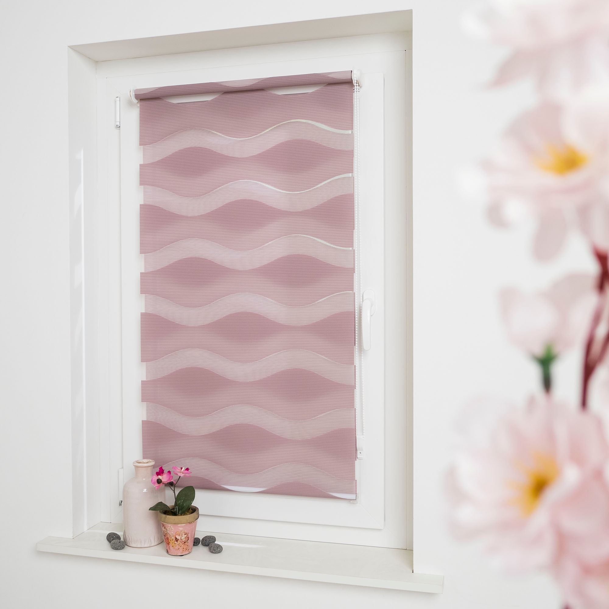 GARESA Doppelrollo "Welle" Lichtschutz ohne Bohren freihängend dekorativ, s günstig online kaufen