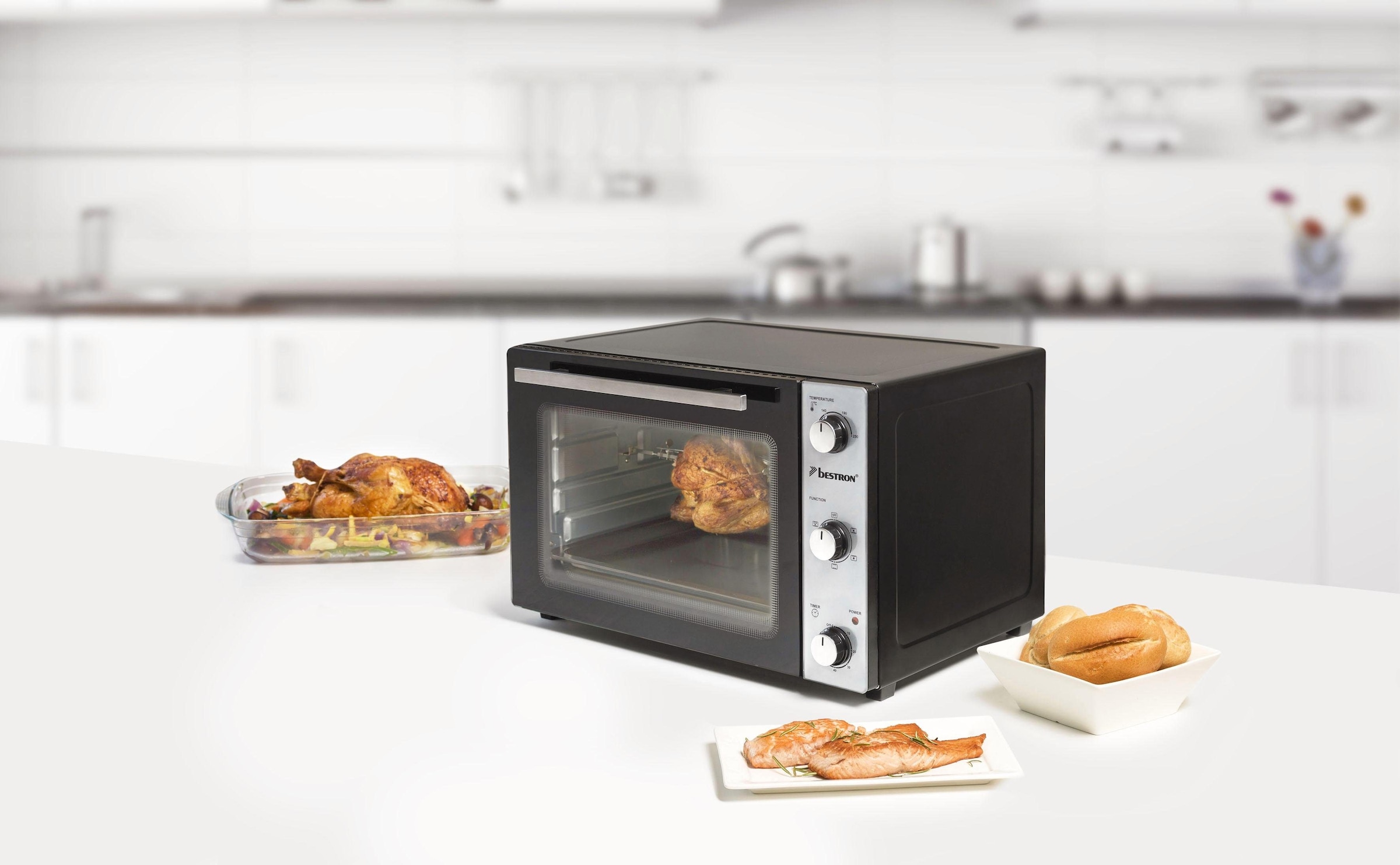 bestron BAUR Drehspieß, mit Raten per Edelstahl, Schwarz Gerät«, »2-in-1 1500 Minibackofen | W,