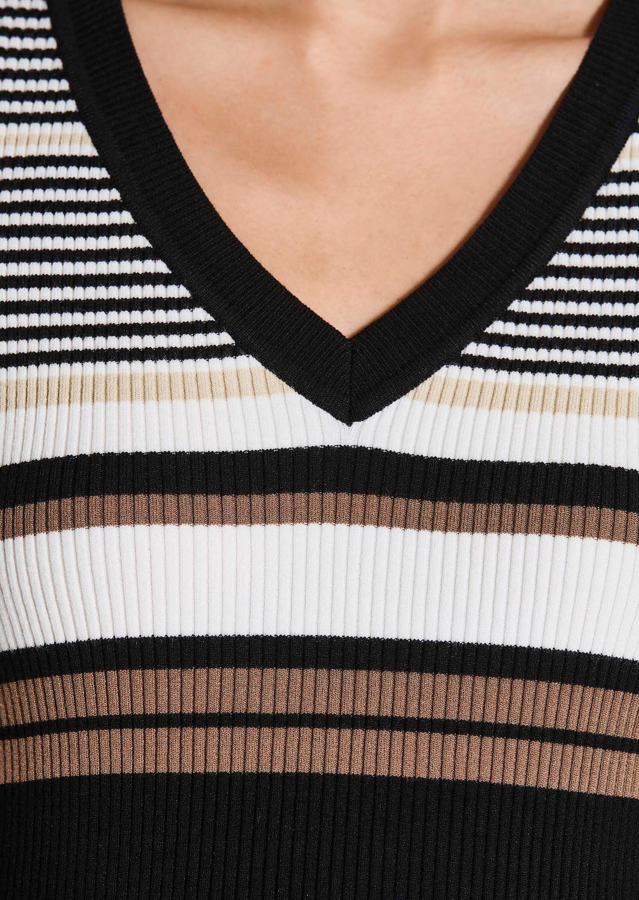 MADELEINE Longpullover »Feinstrickpullover Viskosepullover mit Streifen-Muster« Feine Rippstruktur