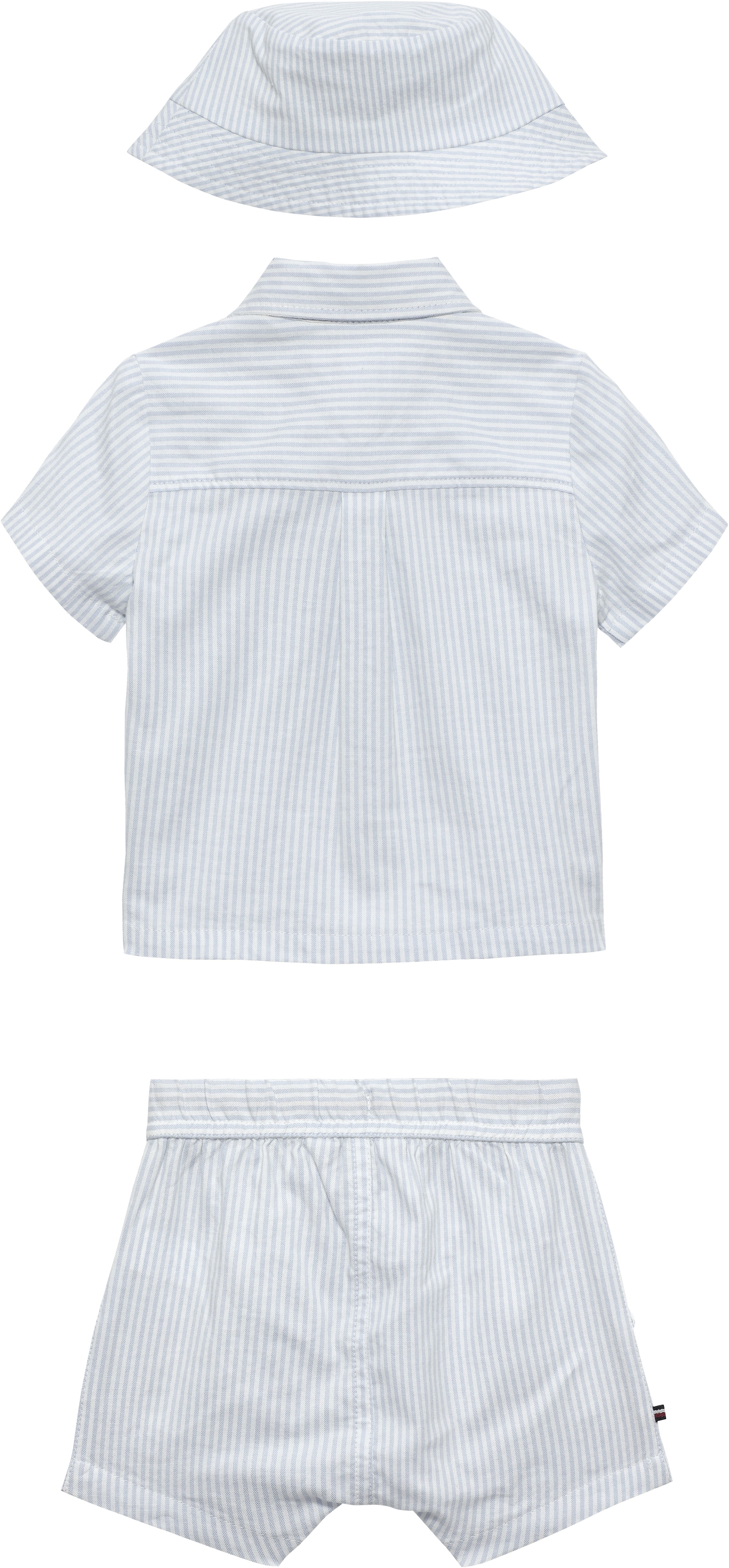 Tommy Hilfiger Neugeborenen-Geschenkset Set, 3, 3 zauberhaftes Set mit Hut, Hemd und Shorts, aus Baumwollmischung