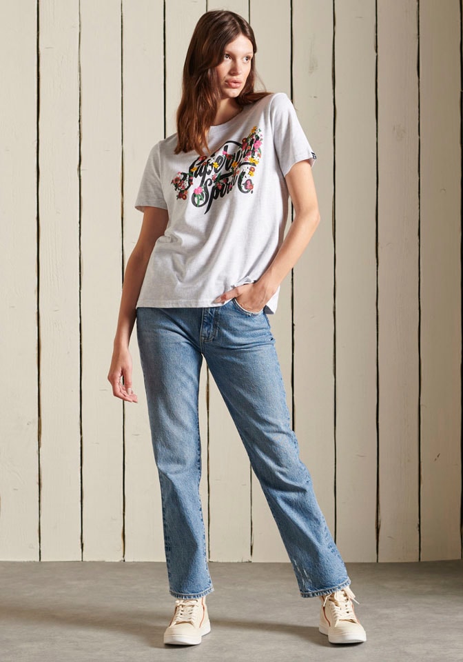 Superdry T-Shirt, Geblümtes T-Shirt mit Schriftzug bestellen | BAUR