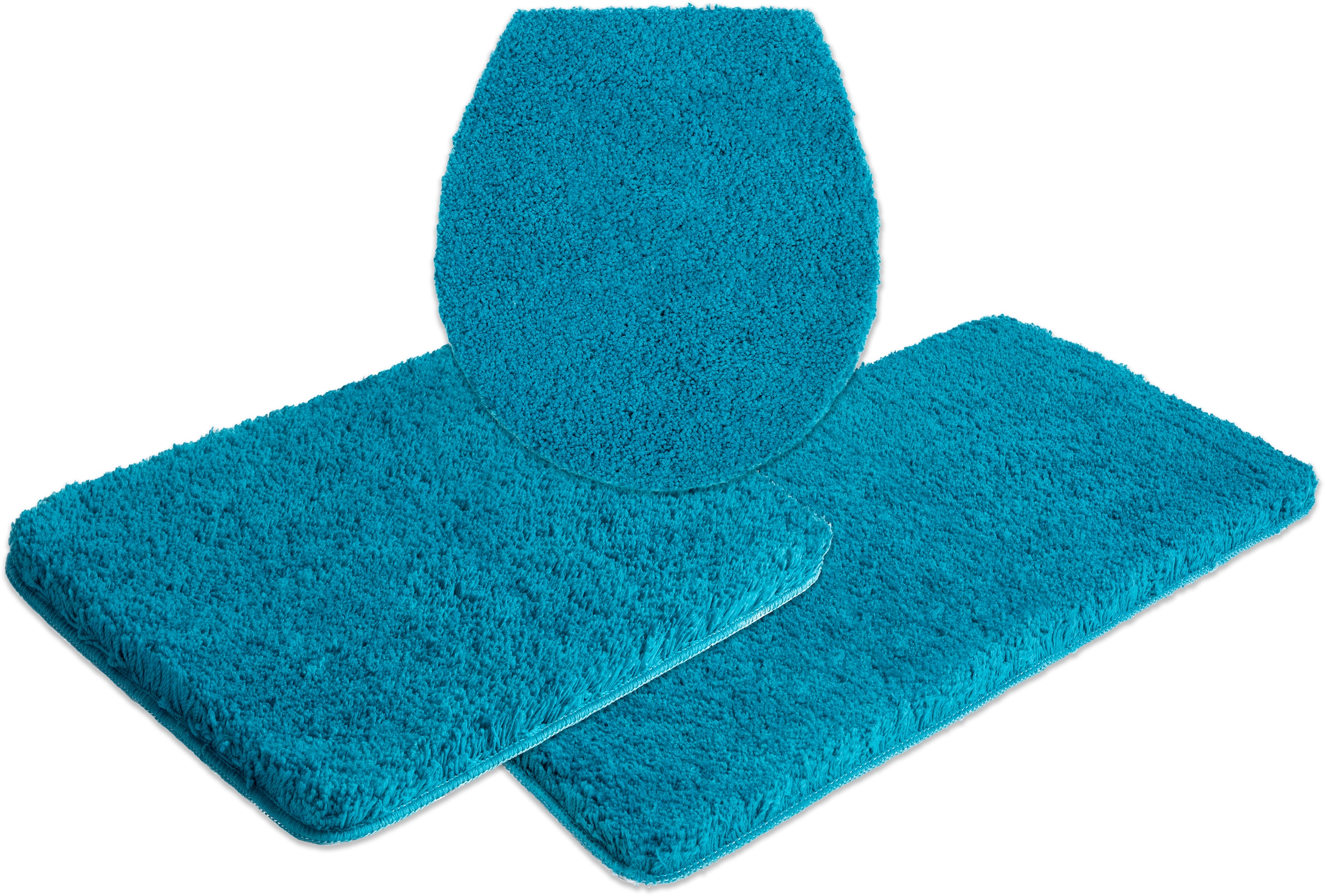 my home Badematte »Sanremo, Badvorleger, Badezimmer Teppich, sehr weich«, rutschhemmend beschichtet, fußbodenheizungsgeeignet-schnell trocknend, Badteppich, unifarben, rechteckig, rund & als 3-tlg. Set erhältlich