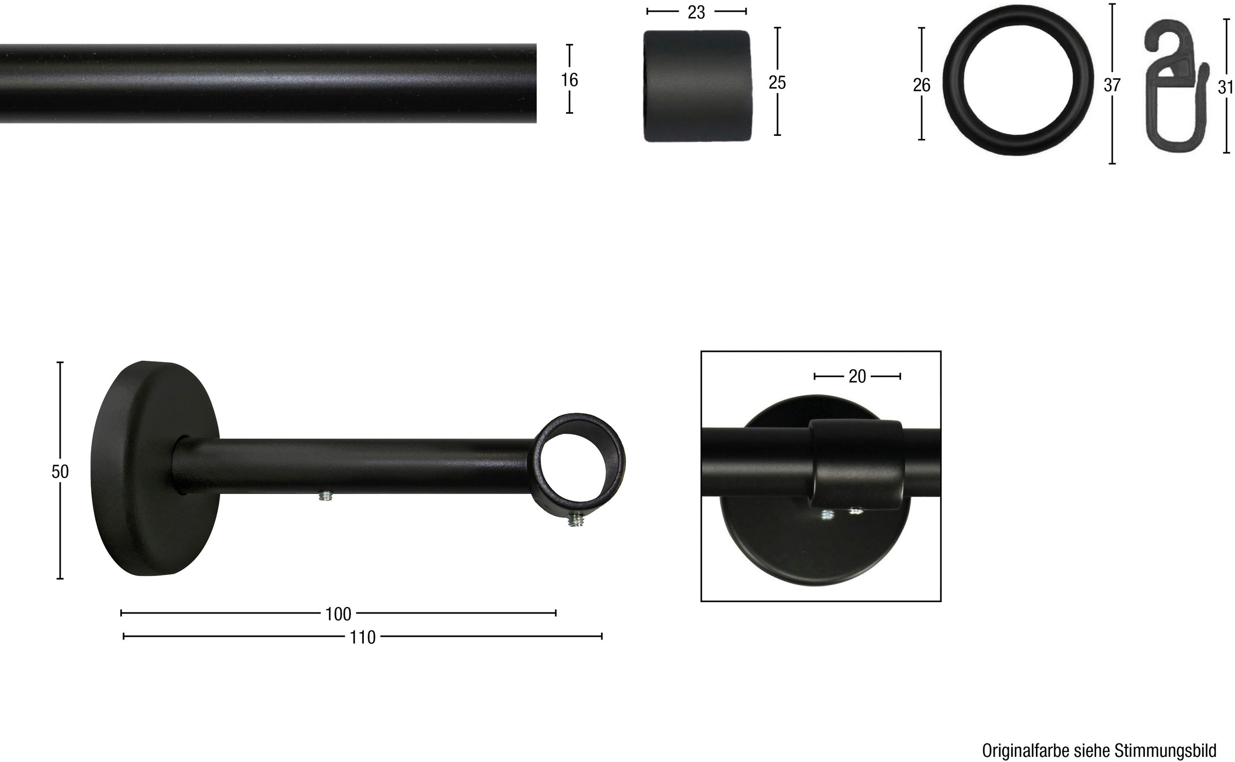 Thumbnail - GARESA Gardinenstange "RUSTIKA" Ø 16 mm 1 läufig-läufig Wunschmaßlänge rustikale Vorhanggarnitur, verlängerbar, m. Ringe...