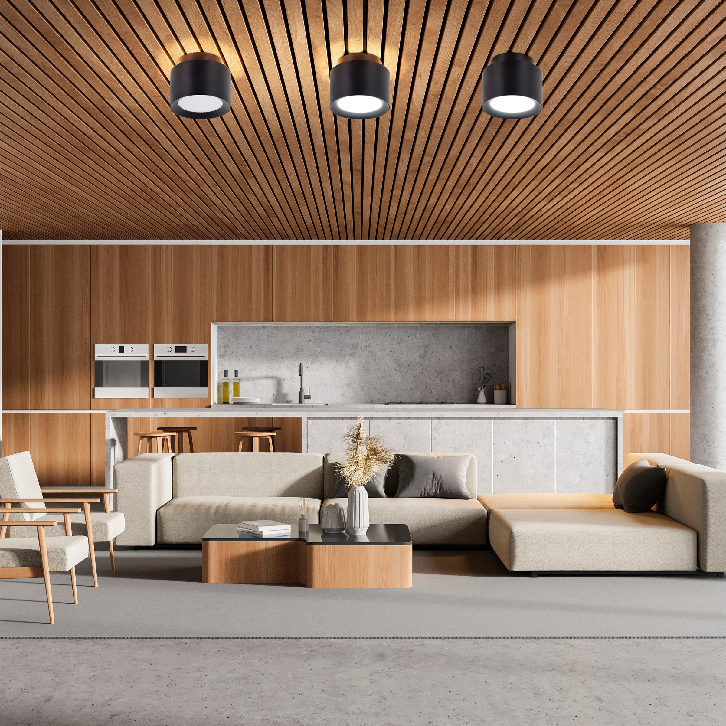 näve LED Deckenleuchte »Trimes« LED-Modul 1 Stk. warmweiß - kaltweiß rund, dimmbar, CCT per Schiebeschalter, Nachtlicht, Backlight, Memory