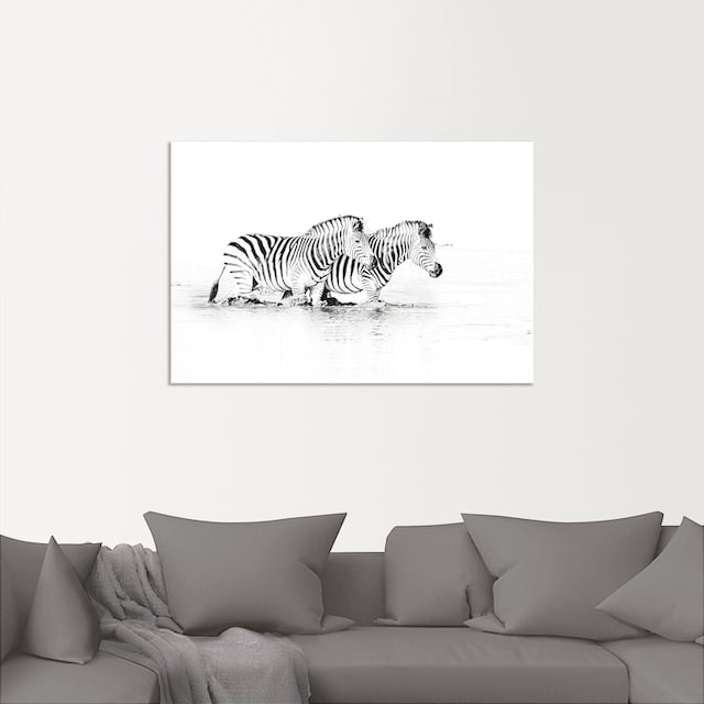 »Zebras Leinwandbild, versch. als Alubild, (1 parallel bestellen St.), Größen Artland Wandbild BAUR im in Wandaufkleber Wasser«, oder Bilder, | Poster Zebra