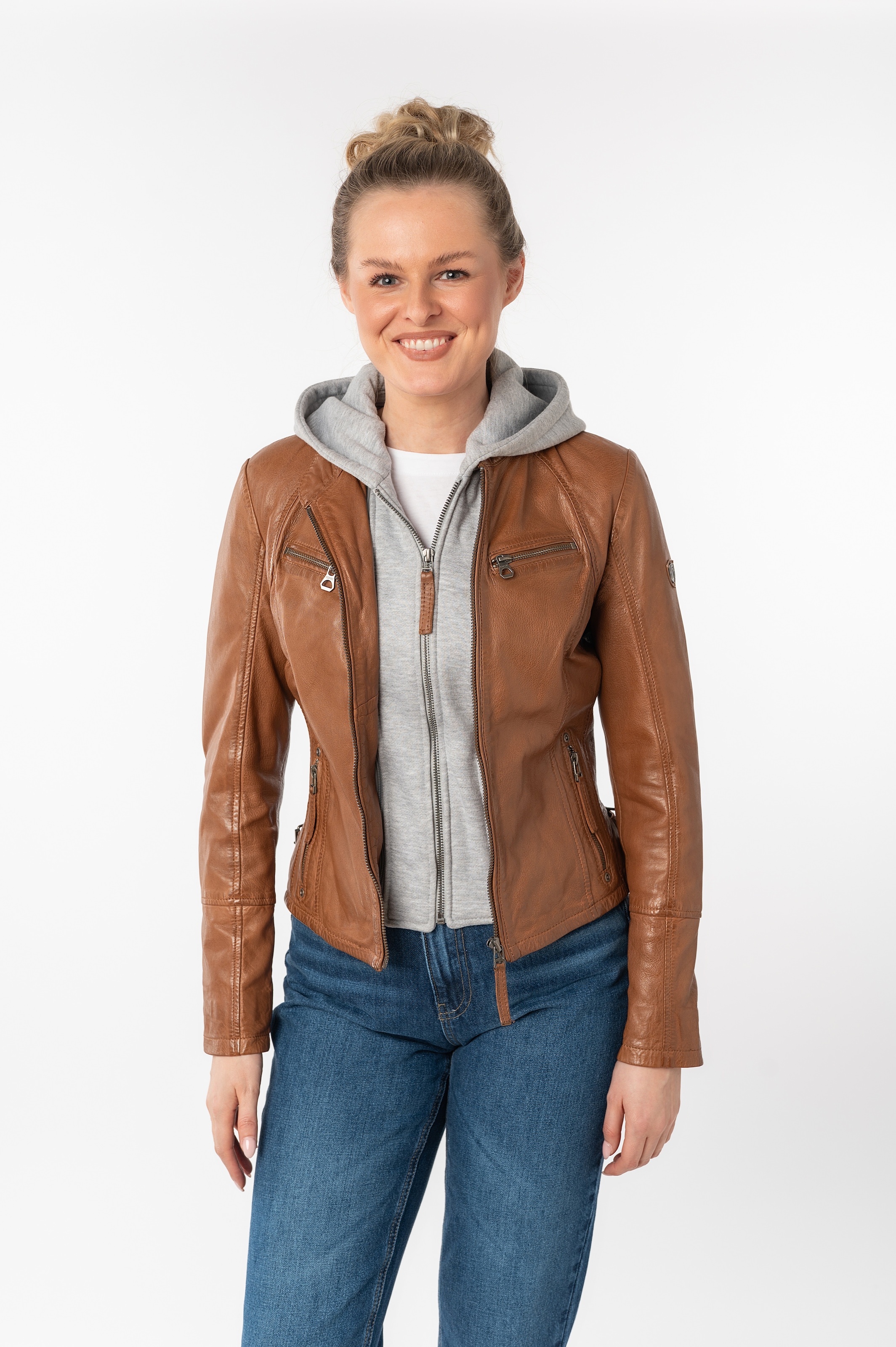 Mauritius Lederjacke "NOLA", mit Kapuze, Two-in-One Style - mit abnehmbarer günstig online kaufen