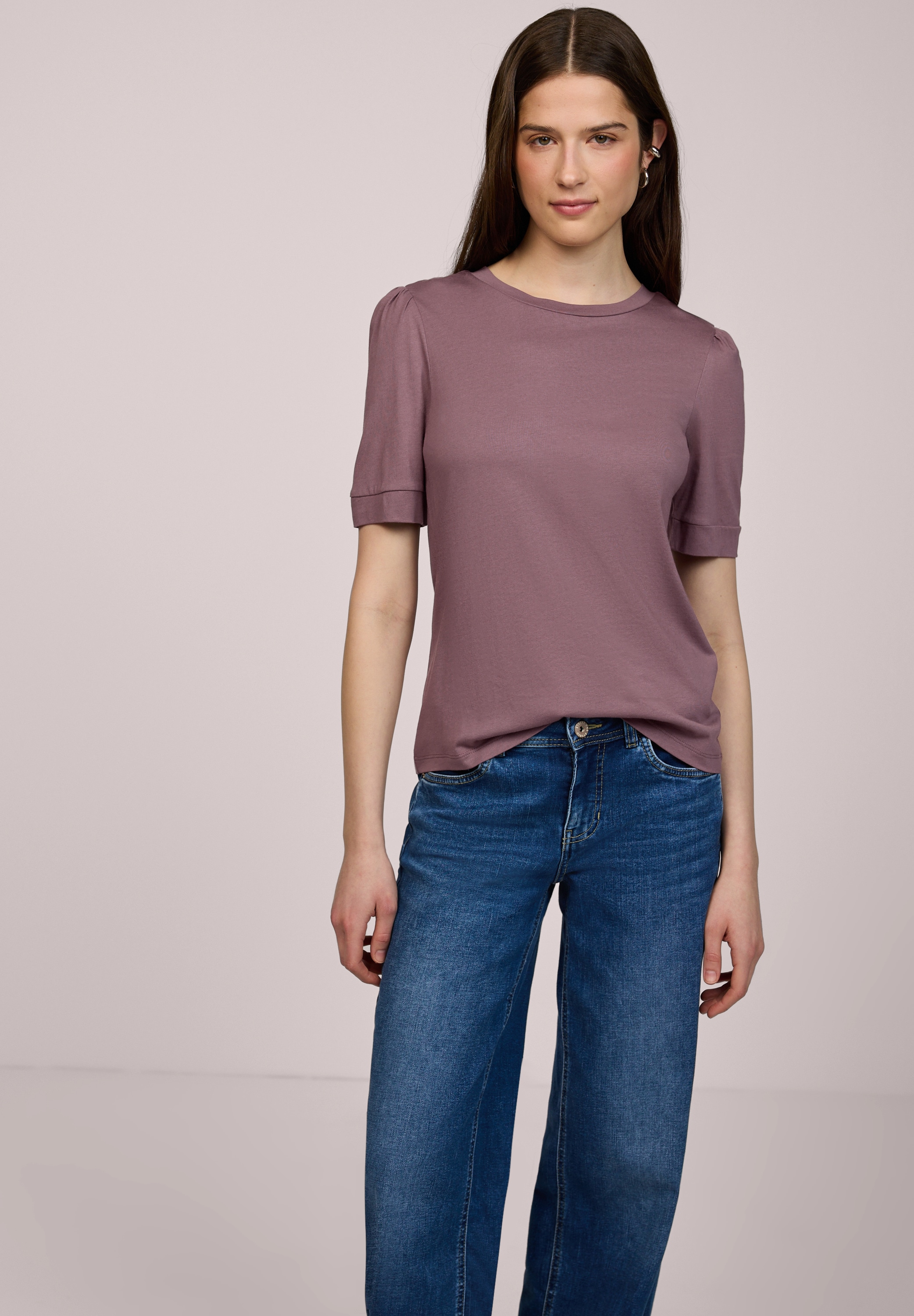 STREET ONE STUDIO Rundhalsshirt mit Rundhalsausschnitt