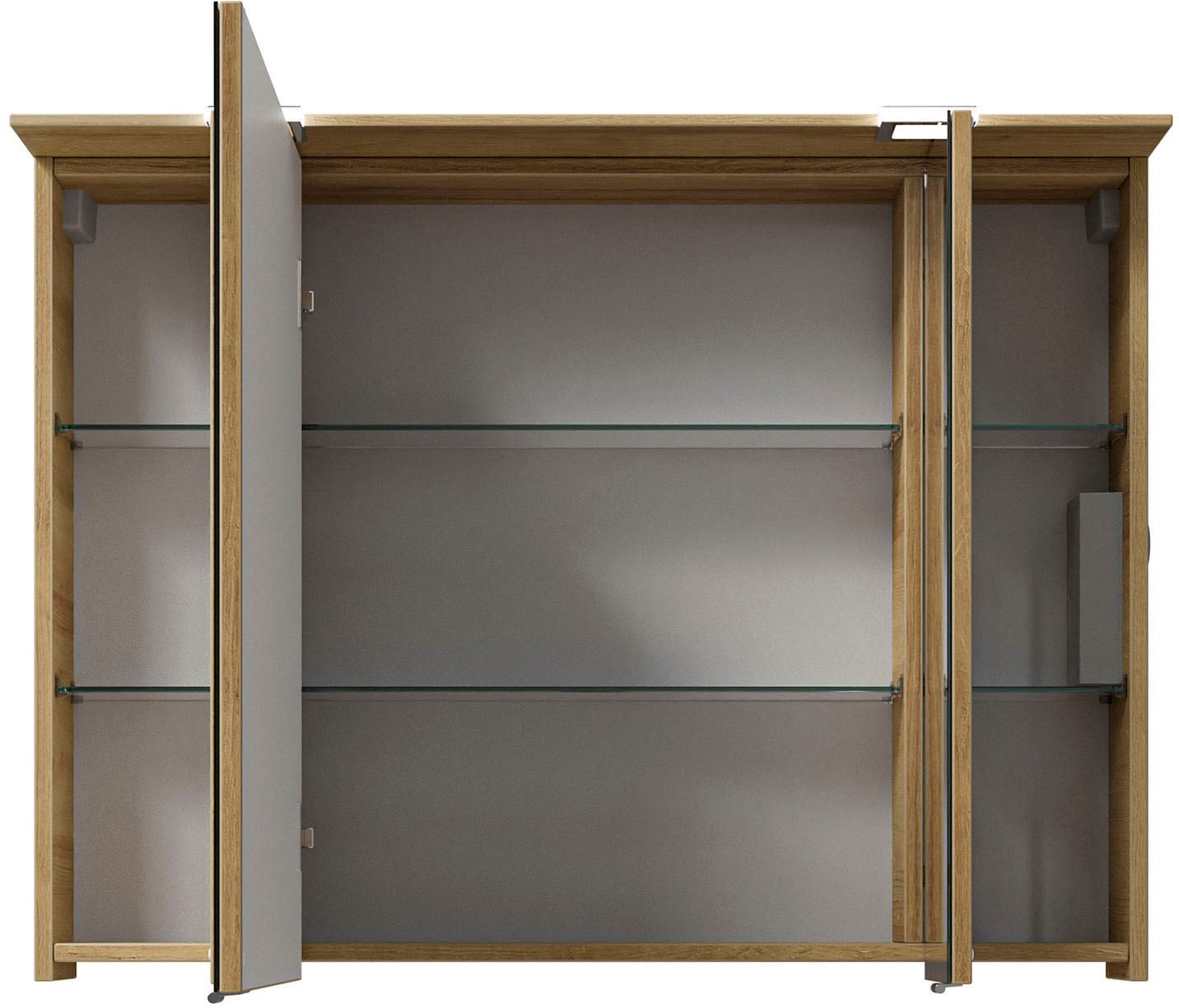 Saphir Badmöbel-Set »Serie 6025 2-teilig Mineralmarmor-Waschtisch mit LED-Spiegelschrank«, (2 St.), Waschplatz 97 cm breit, 2 Schubladen, 3 Spiegel-Türen, inkl Türdämpfer
