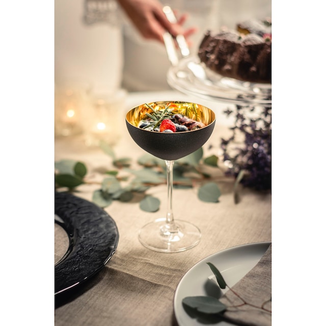 Eisch Dessertschale »COSMO GOLD, 250 ml«, 2 tlg., aus Kristallglas, mit  24karätigem Gold veredelt, schwarzem Stein-Look versiegelt | BAUR