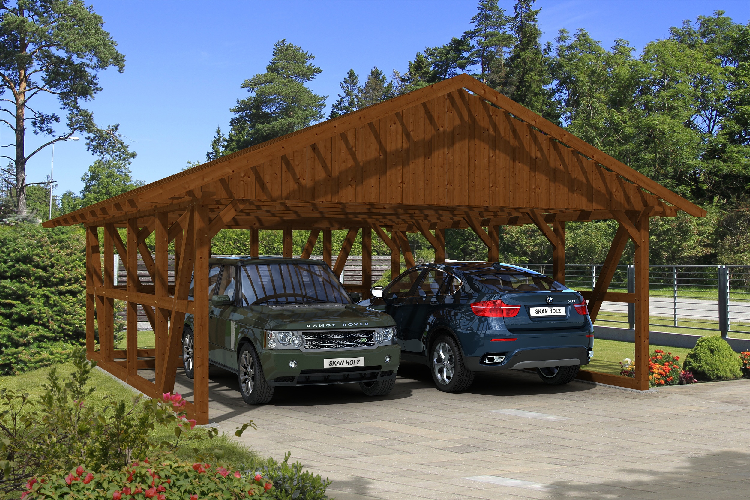 Skanholz 1100000002199 "Schwarzwald" Massivholz 560 cm Nussbaum mit Dachlattung
