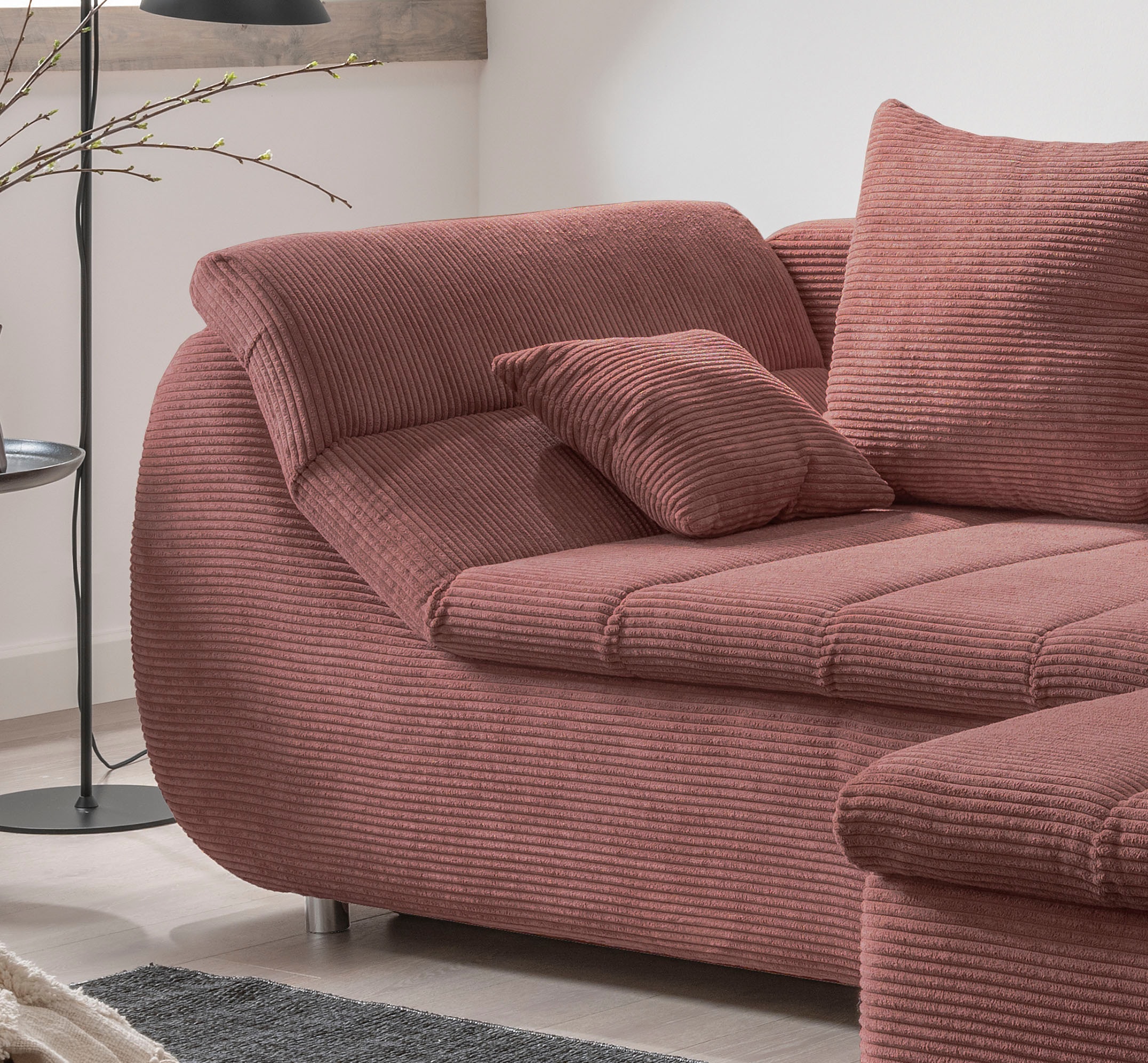 INOSIGN Ecksofa »Imola elegant und bequem, aktuelle Steppung im Sitz, L-Form«, wahlweise mit Bettfunktion