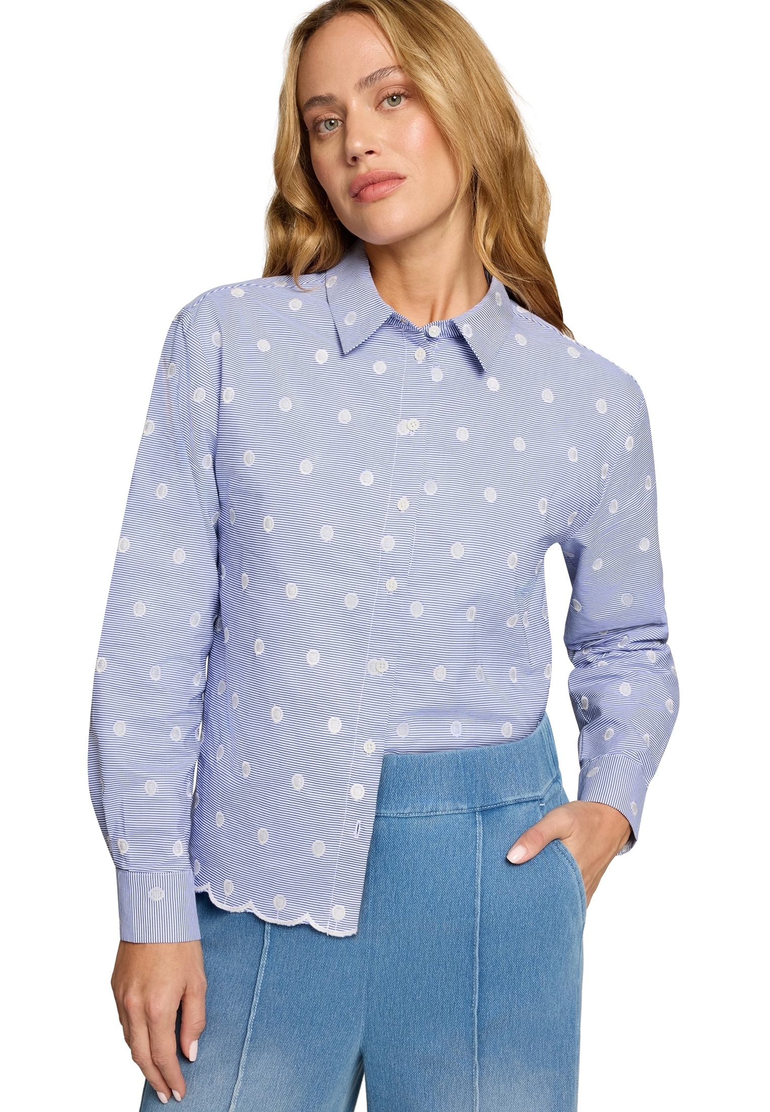 Zero Klassische Bluse "Damen mit Streifen und Stickerei" günstig online kaufen