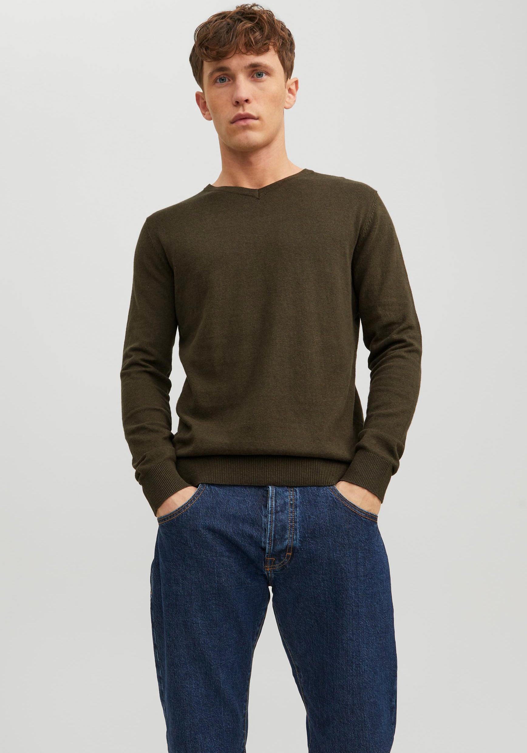 Jack & Jones V-Ausschnitt-Pullover »EMIL KNIT V-NECK«