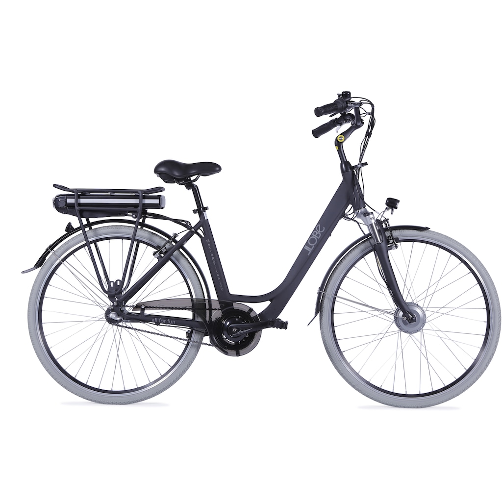 LLobe E-Bike »Metropolitan JOY schwarz 13 Ah«, 3 Gang, Frontmotor 250 W