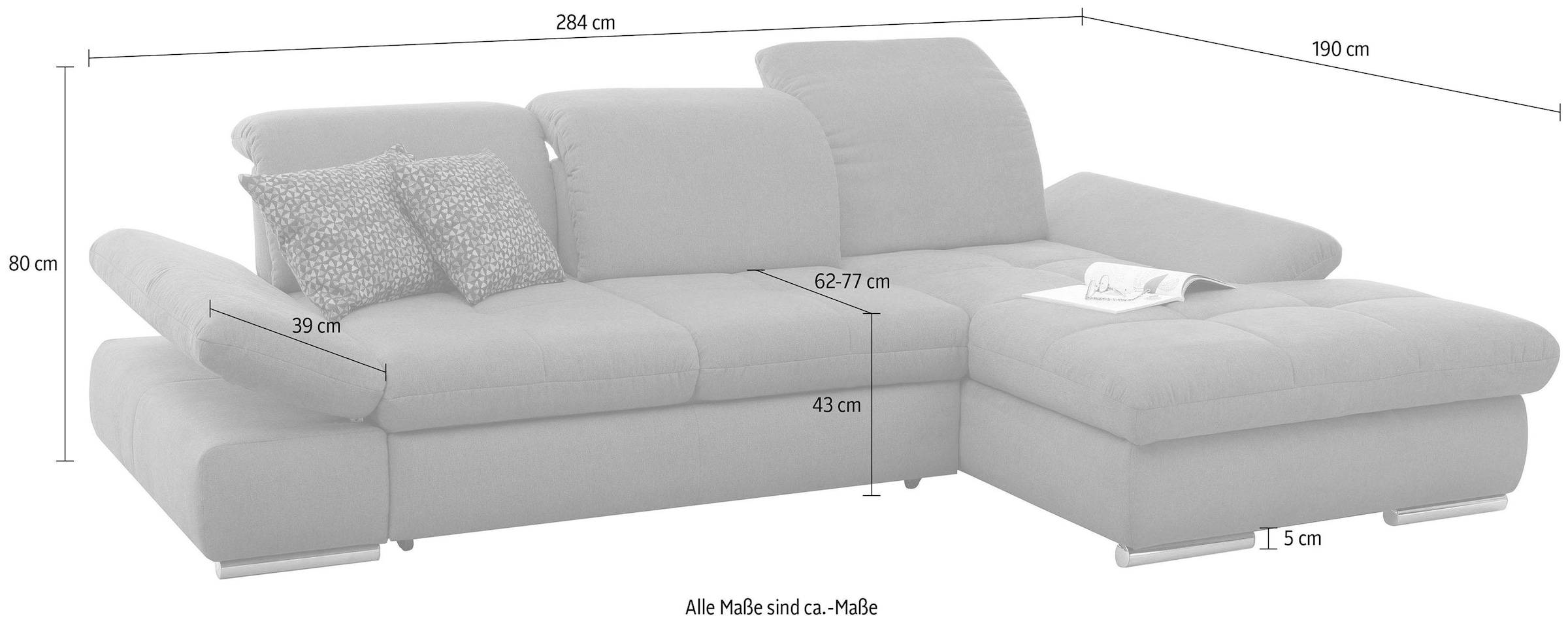 set one by Musterring Ecksofa »SO 4100«, Recamiere links oder rechts, wahlweise mit Bettfunktion