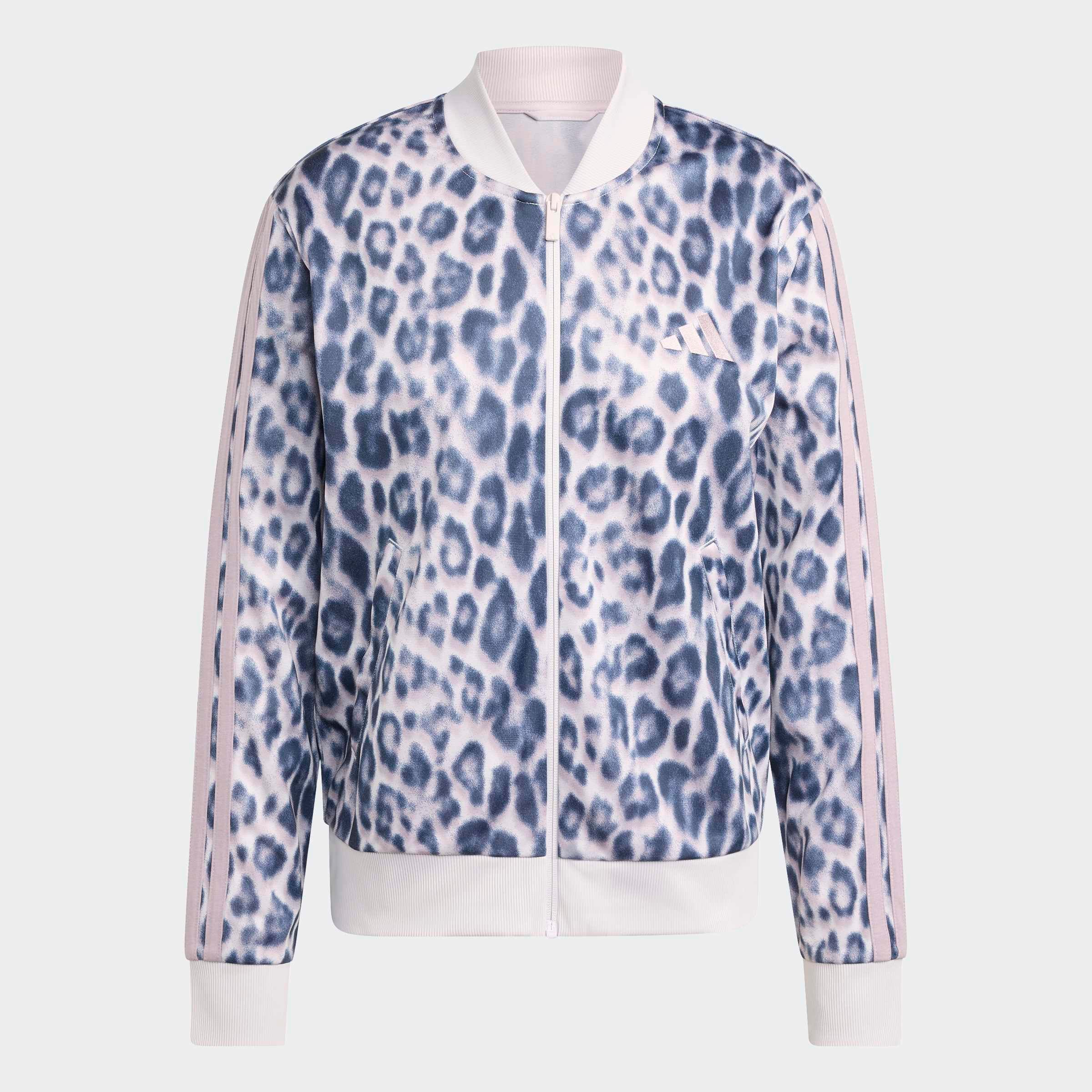 adidas Sportswear Trainingsanzug »ESSENTIALS 3-STREIFEN ANIMAL AOP« 2 tlg. mit durchgehendem Reißverschluss, mit Stehkragen, mit Allover-Print