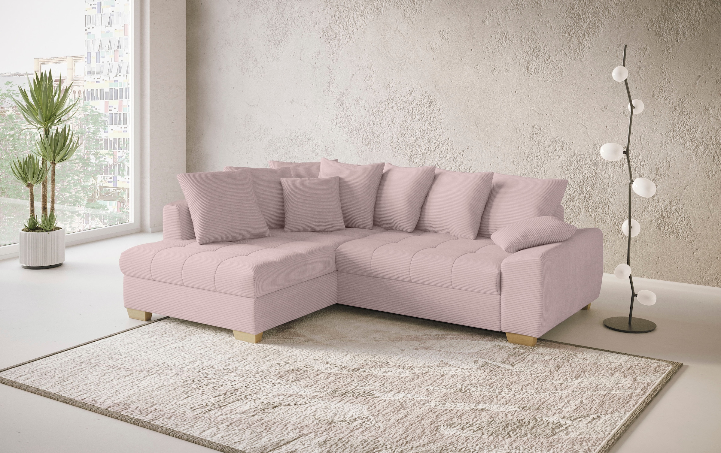 Mr. Couch Ecksofa »Nikita II, L-Form«, Wahlweise mit Bettfunktion, Bettkasten & RGB-LED-Beleuchtung