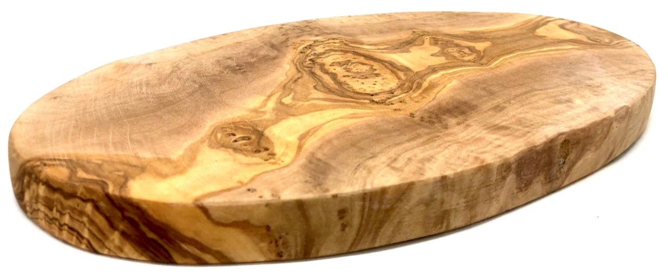 Olivenholz-erleben Frühstücksbrett »Brett oval, aus Olivenholz 24 cm«, (Set, 1 St., 1x Brett oval, plus Überraschung), platzsparende Form ist ideal für Frühstück, Snacks oder Servieren