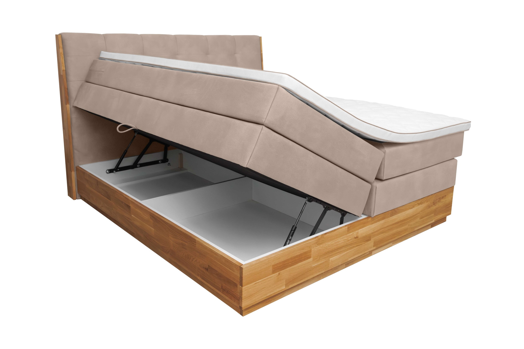 OTTO home Boxspringbett »Alleea, Doppelbett, Polsterbett, Federkernbett, Komforbett, 160/180 cm« inkl. Topper, zwei Bettkästen, Taschen-Federkernmatratze, Härtegrad 3