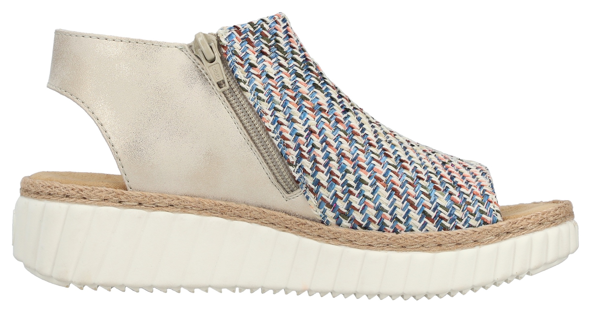 Rieker Schaftsandale  Sommerschuh, Urlaubsschuh, Plateausandale mit Reißverschluss