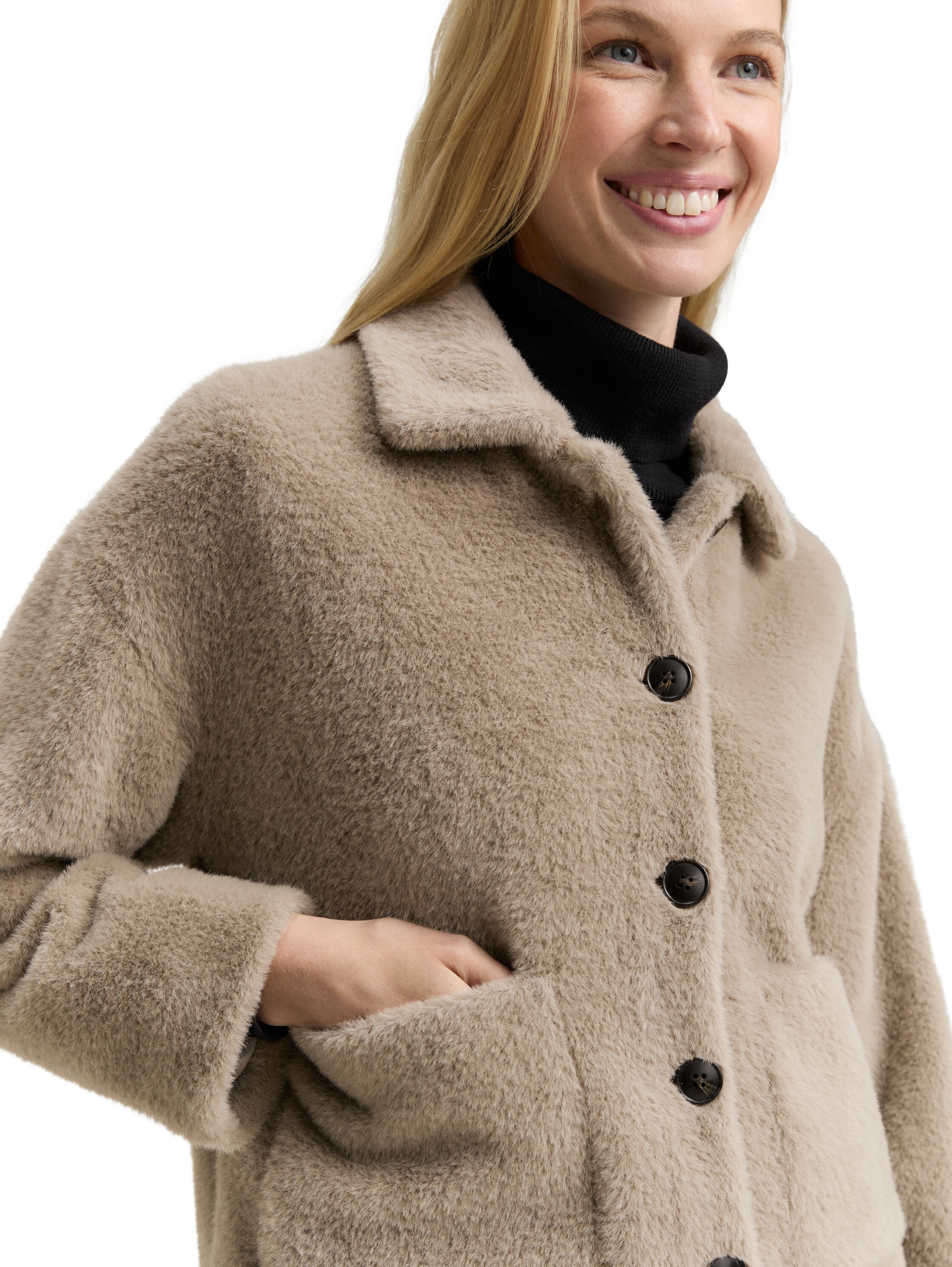 TOM TAILOR Bouclèjacke, mit Taschen