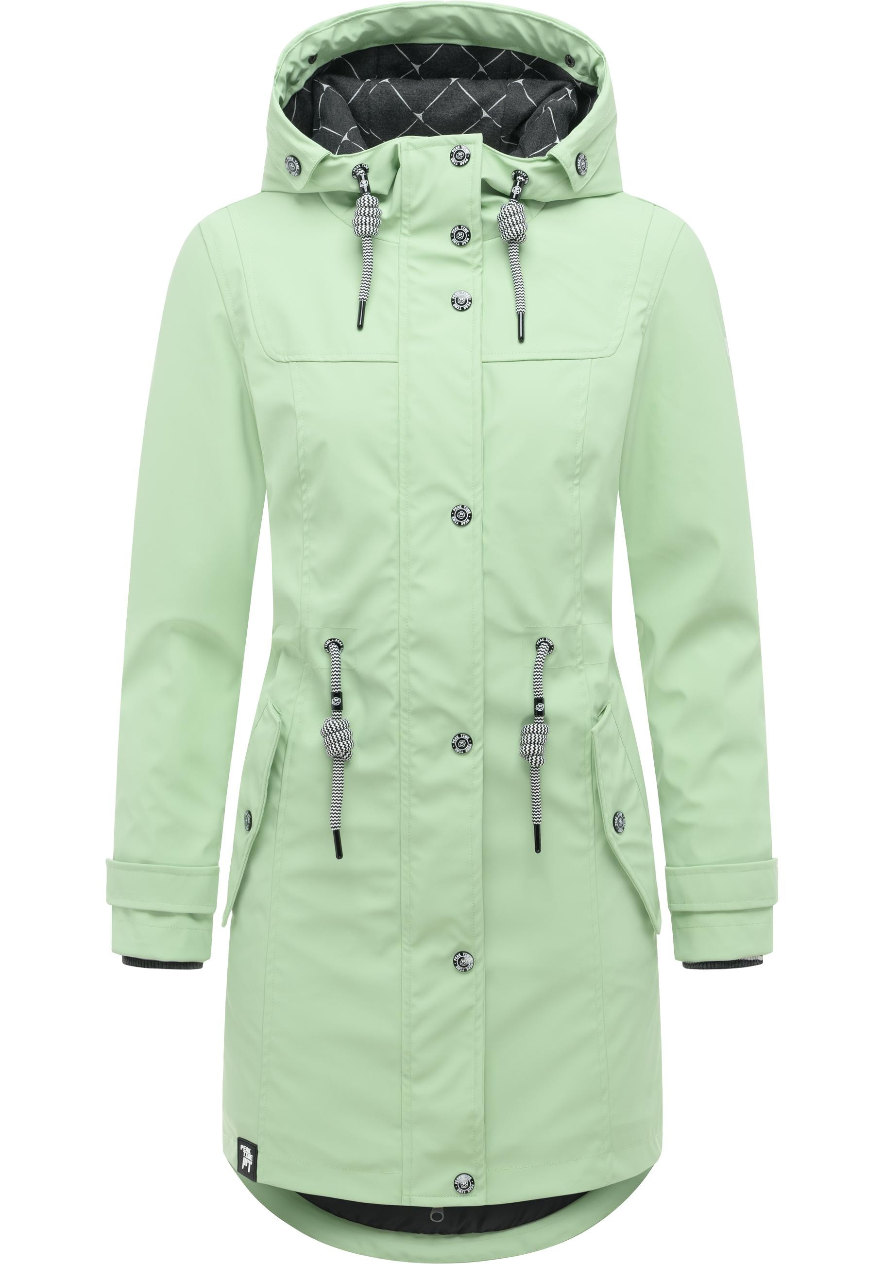 PEAK TIME Regenjacke "L60042" mit Kapuze stylisch taillierter Regenmantel für Damen
