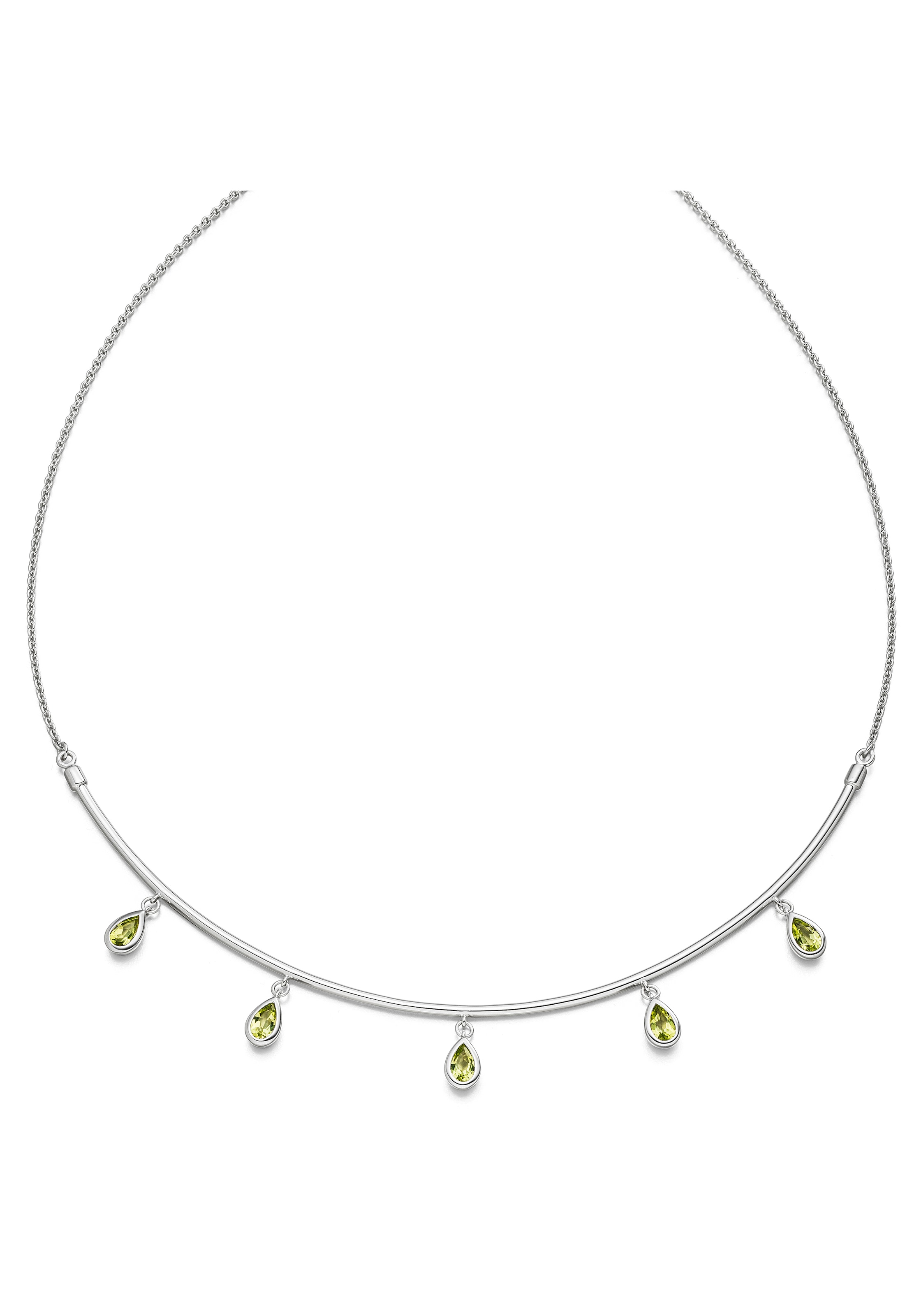 JOBO Collier »Kette mit 5 kleinen Anhängern« 585 Weißgold mit Peridot 44 cm