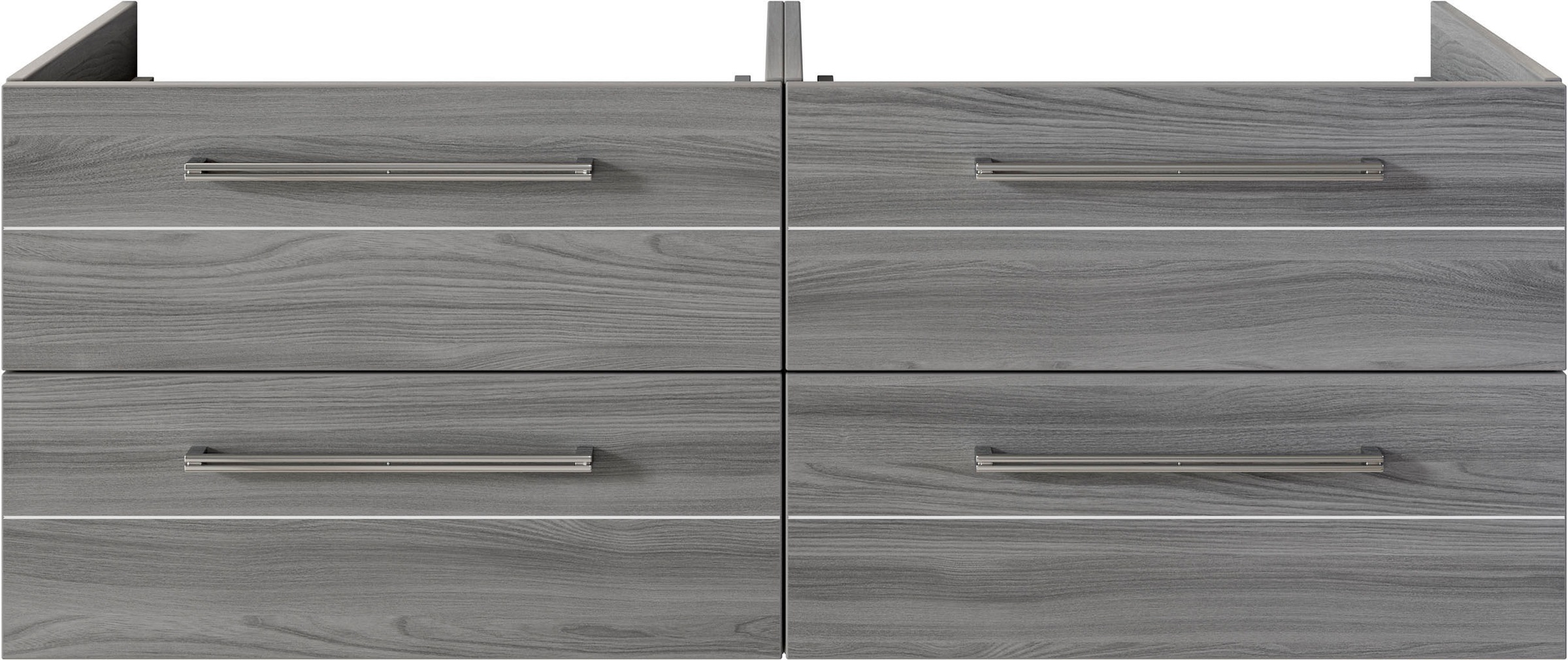 Saphir Badmöbel-Set »Serie 6025 2-teilig Mineralmarmor-Waschtisch mit LED-Spiegelschrank«, (2 St.), Waschplatz 132cm breit, 4 Schubladen, 2 Spiegel-Türen, inkl Türdämpfer
