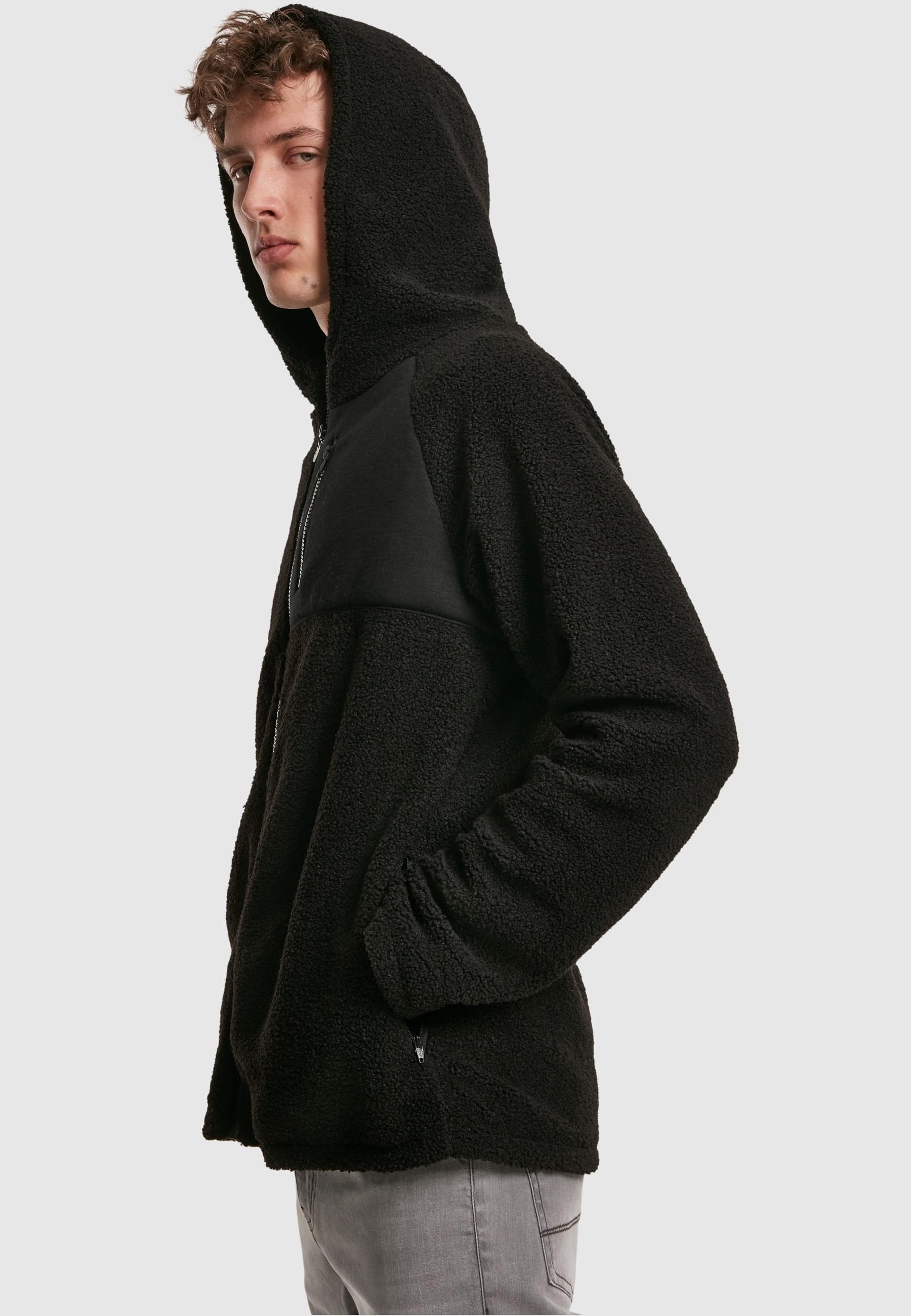 URBAN CLASSICS Allwetterjacke »Urban Classics Herren Hooded Sherpa Zip Jacket«, (1 St.), mit Kapuze