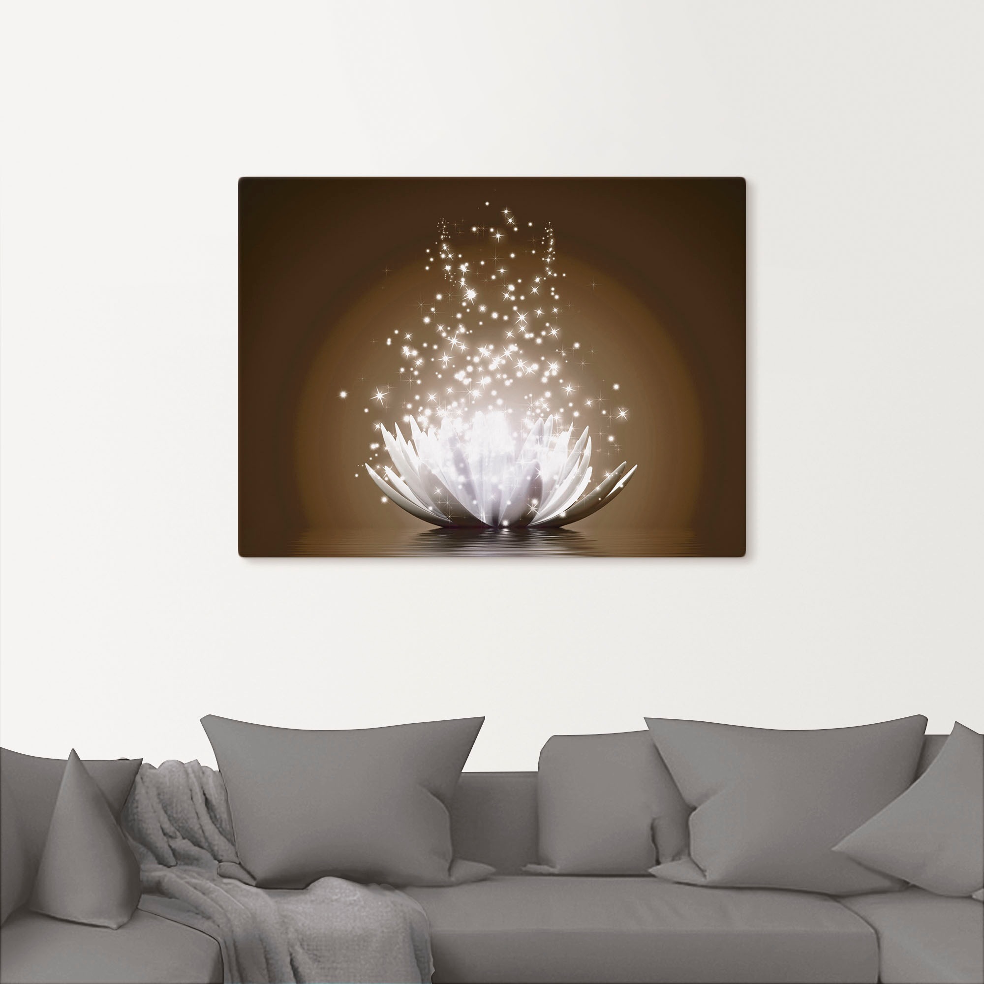 Wandbild ARTLAND "Magie der Lotus-Blume", braun (farbe bild(er): braun), B:60cm H:45cm, Bilder, als Leinwandbild, Poster in verschied. Größen 2