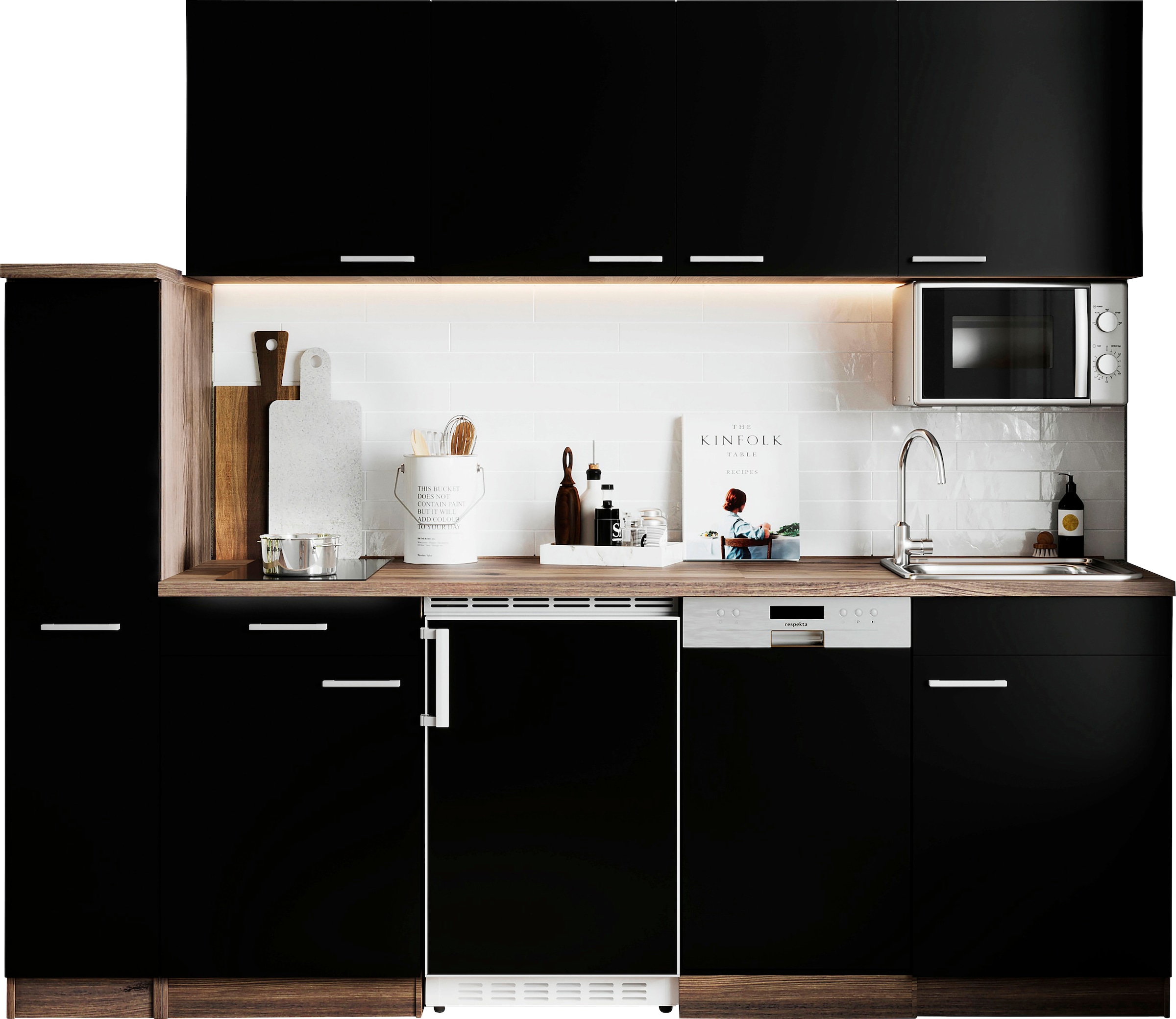 RESPEKTA Küche »Oliver«, Breite 225 cm, wechselseitig aufbaubar | BAUR
