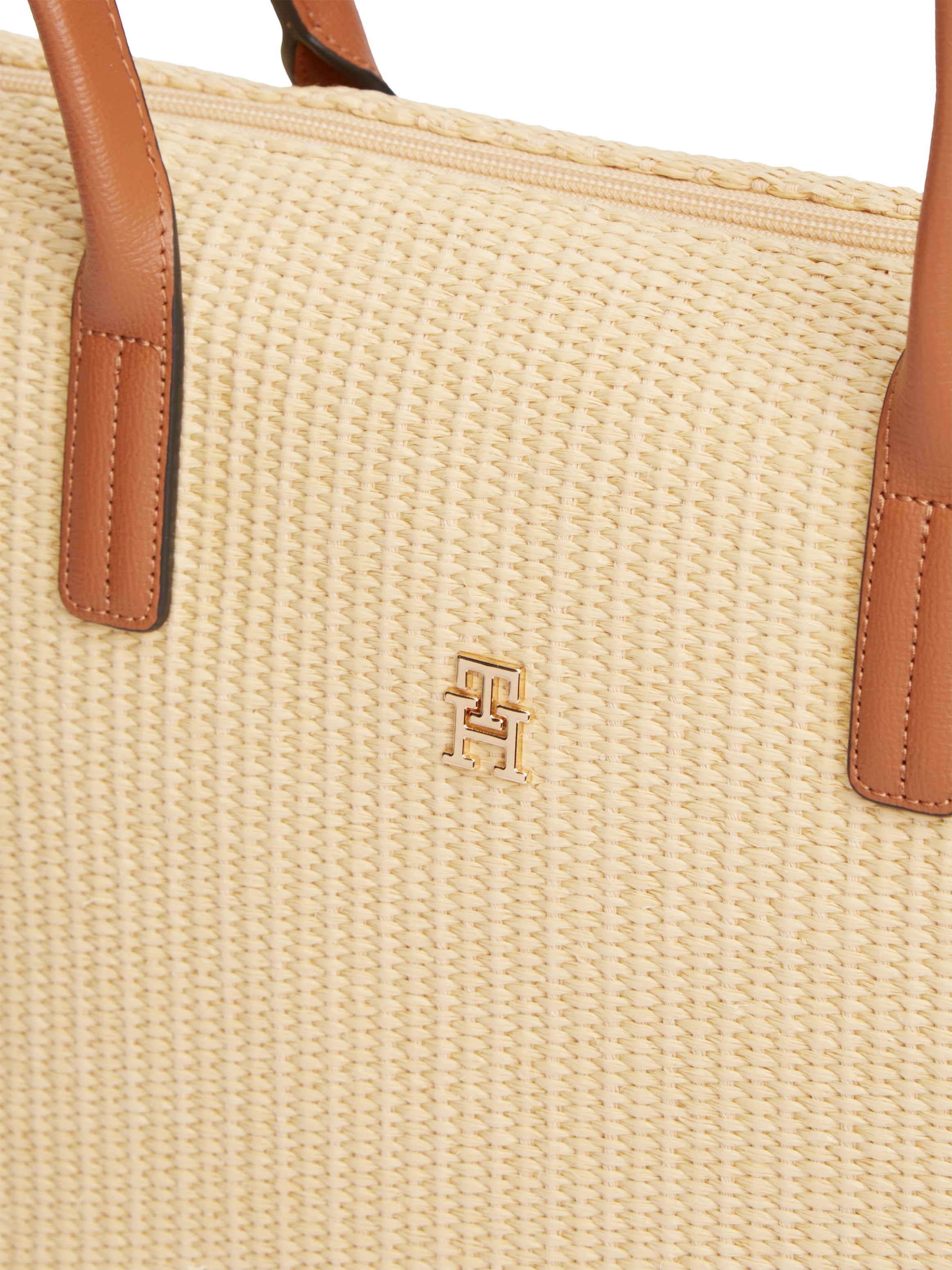 Tommy Hilfiger Tragetasche »POPETTE TOTE RAFFIA« Damen Schultertasche, Henkeltasche mit TH-Logo