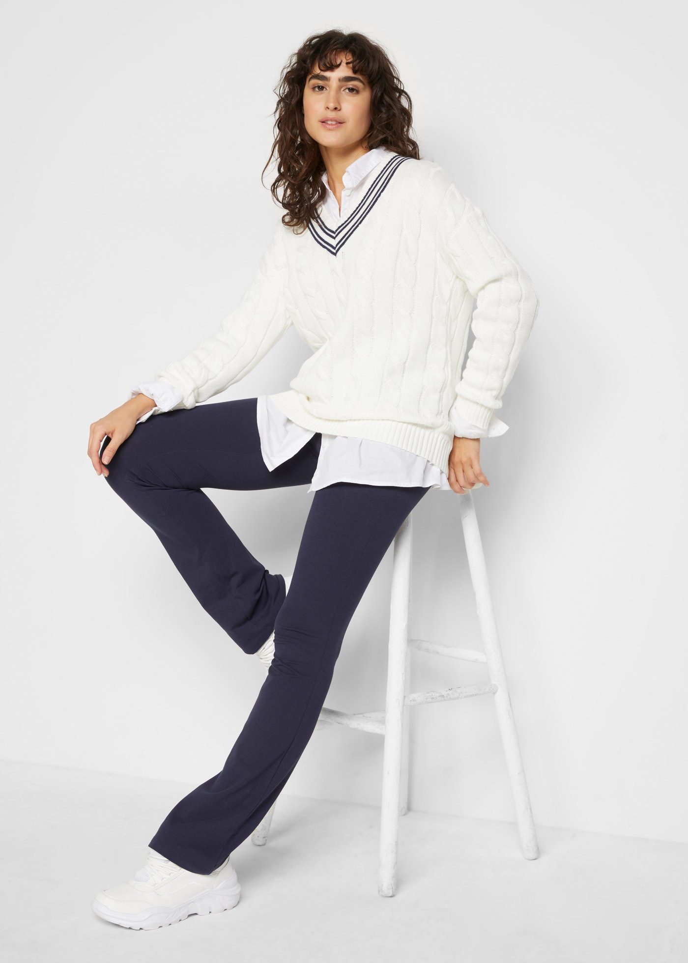 Thumbnail - bonprix Leggings "Baumwoll-Leggings, Flared Leg" mit elastischem Bund