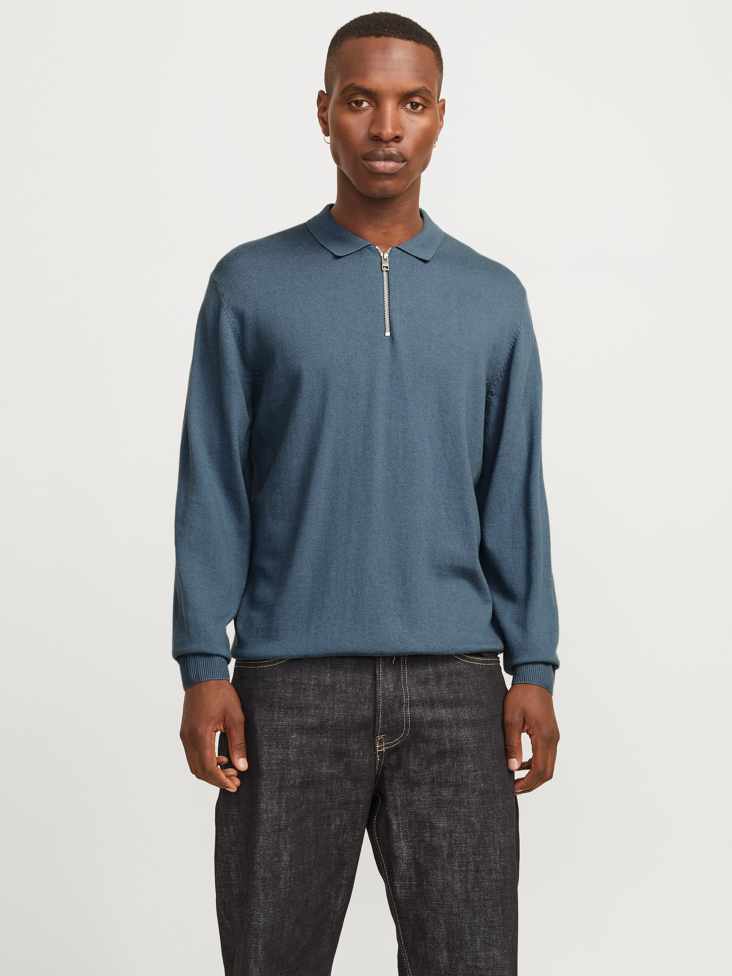 Jack & Jones Polokragenpullover "JJEEMIL KNIT POLO HALF ZIP LS NOOS", mit Polo Kragen