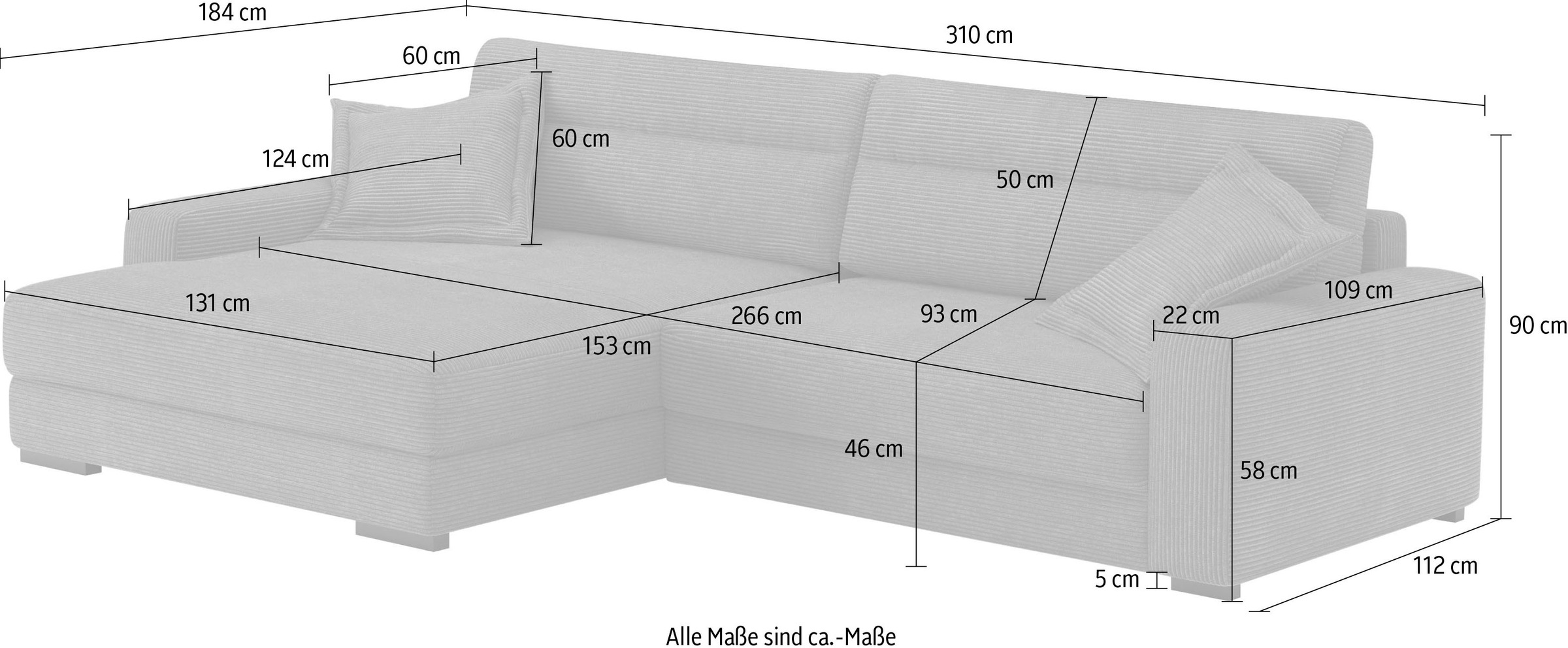 Mr. Couch Ecksofa »Marcello DuraFlex L-Form«, EasyBett, Bettkasten, Kaltschaumpolsterung, bis 140 kg belastbar