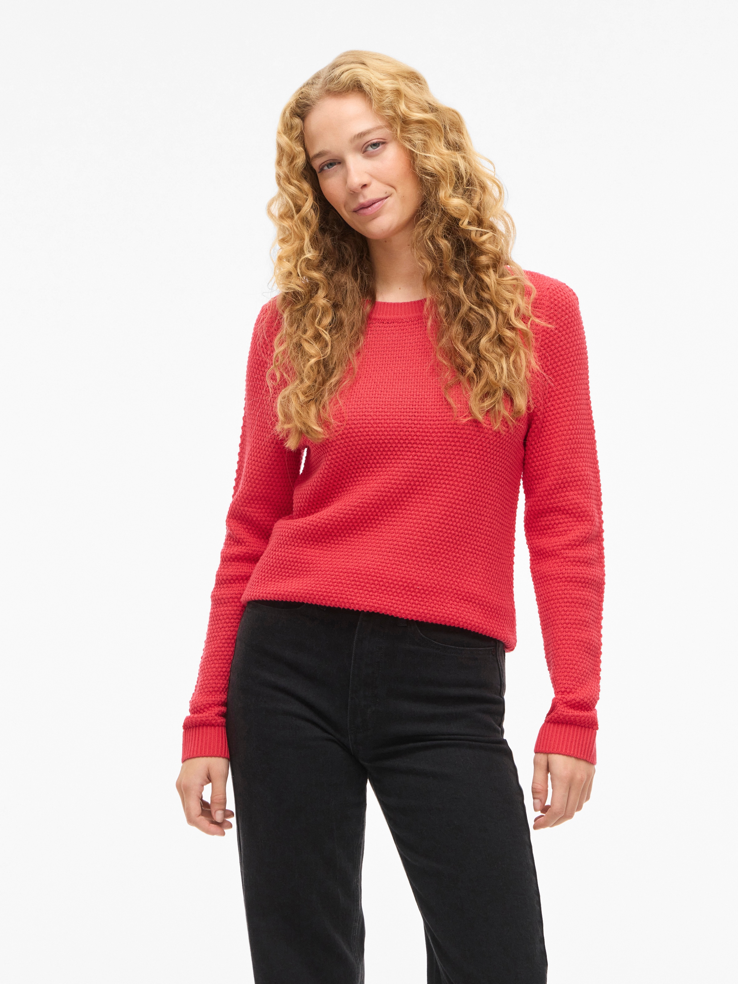 Vila Rundhalspullover "VIDALO O-NECK L/S KNIT TOP- NOOS" Baumwolle, regular günstig online kaufen