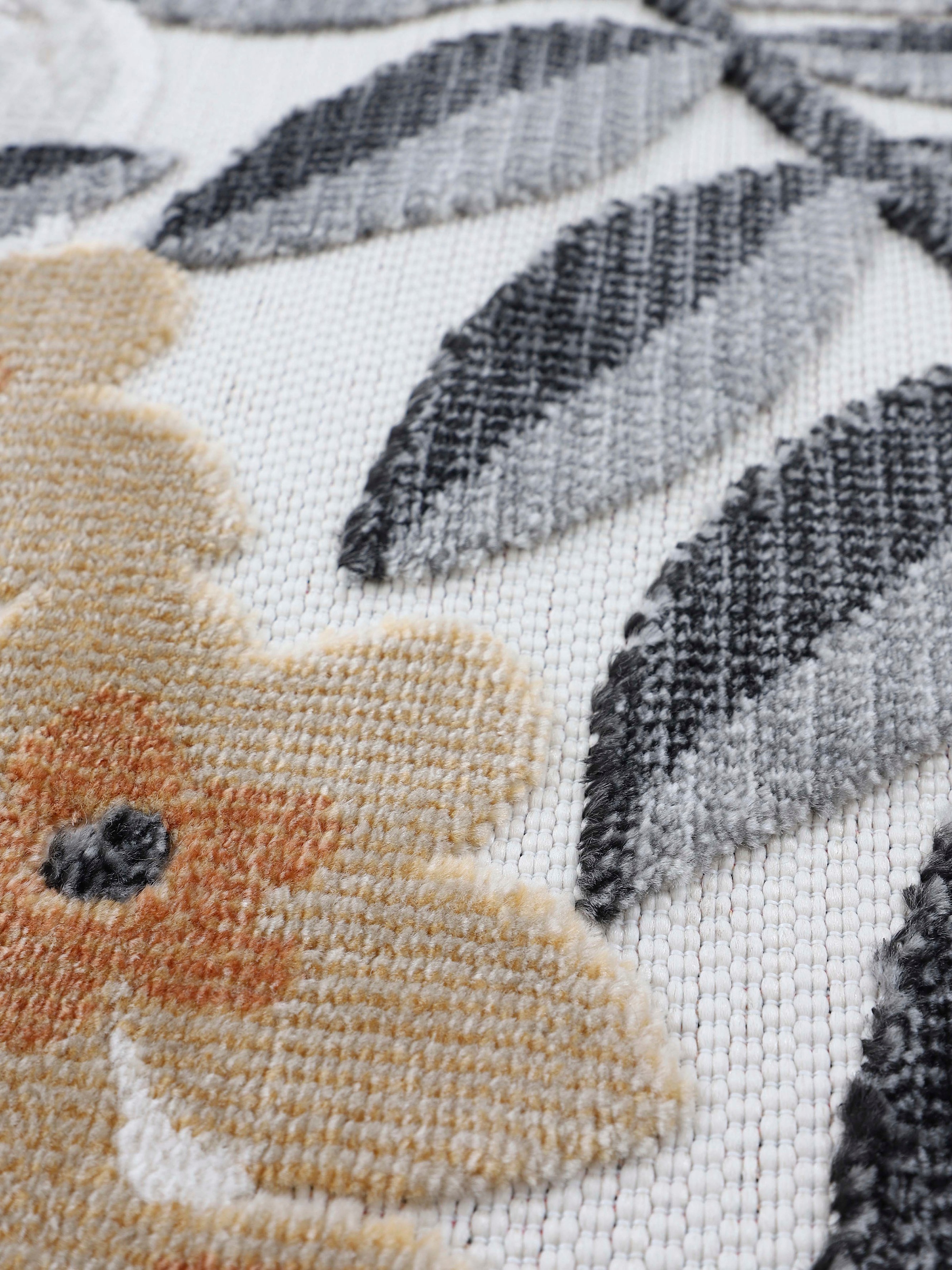 carpetfine Teppich »Deja 102«, rechteckig, 4 mm Höhe, robustes Flachgewebe, Motiv- Floral Palmenblätter, Hoch-Tief Effekt