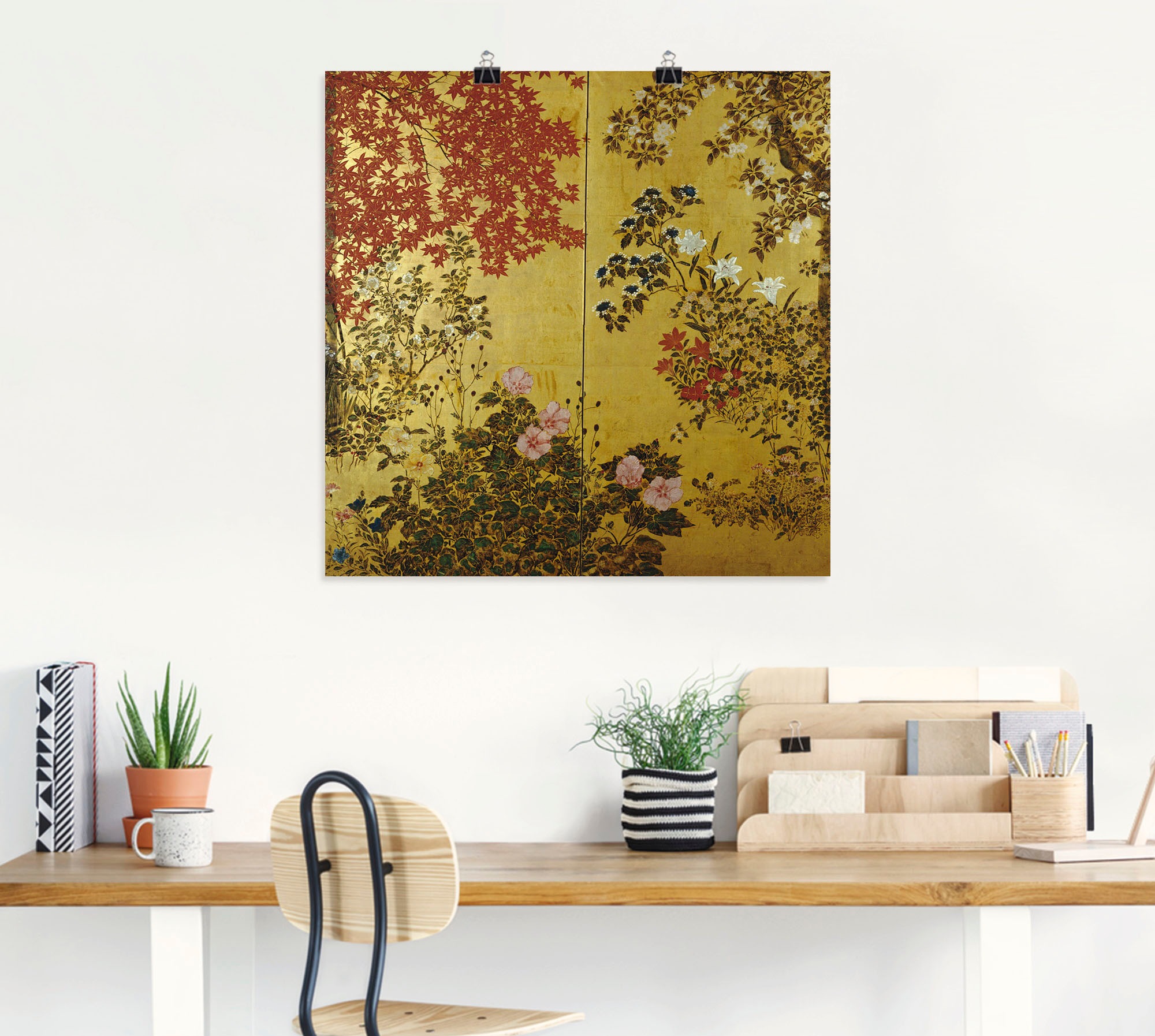 Artland Wandbild "Japanischer Wandschirm 18. Jahrhundert" Pflanzen 1 Stk. t günstig online kaufen
