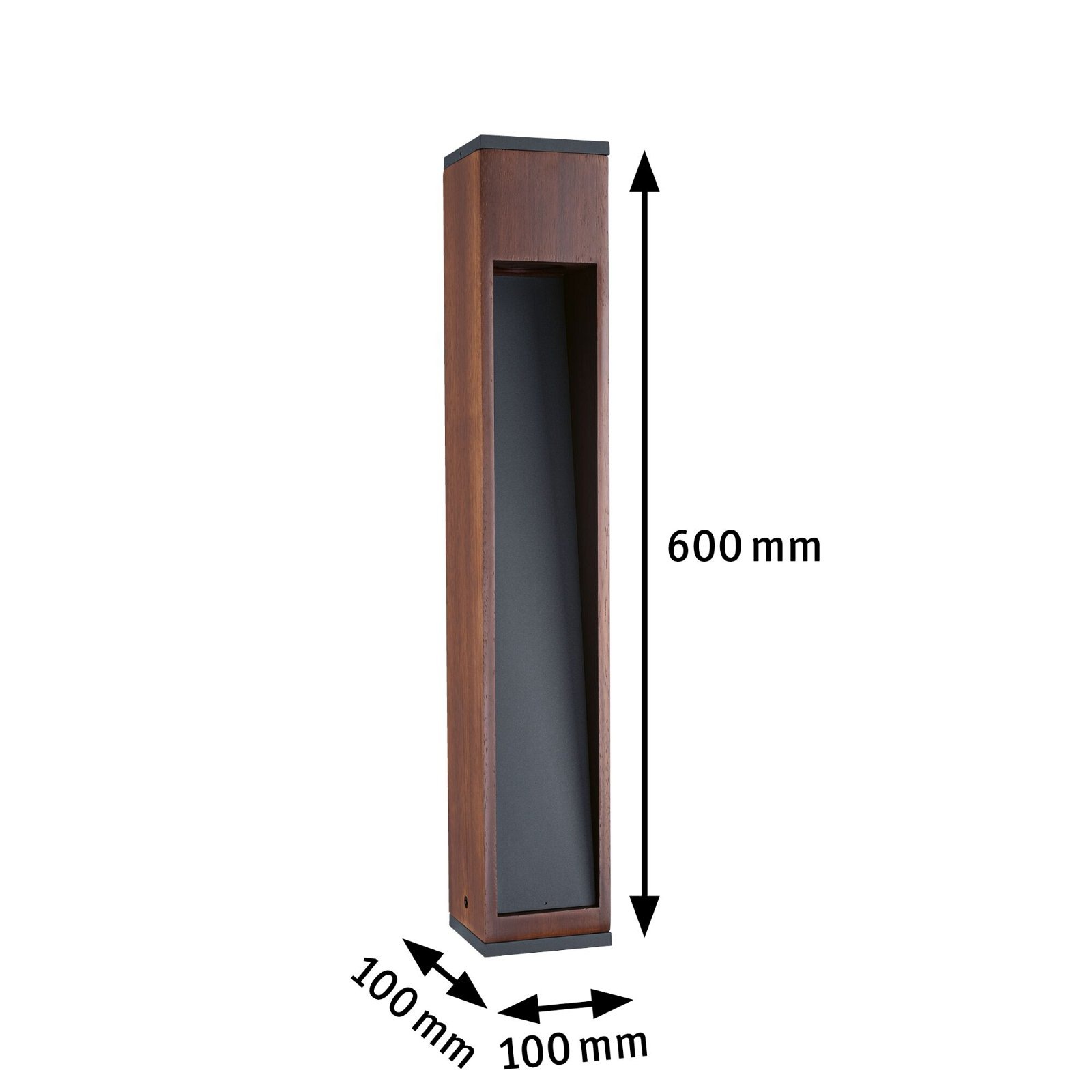 Paulmann Pollerleuchte »Trabia IP44 eckig 600mm 3000K 3,5W 230lm 230V 38° GU10 Holz«, 1 flammig-flammig