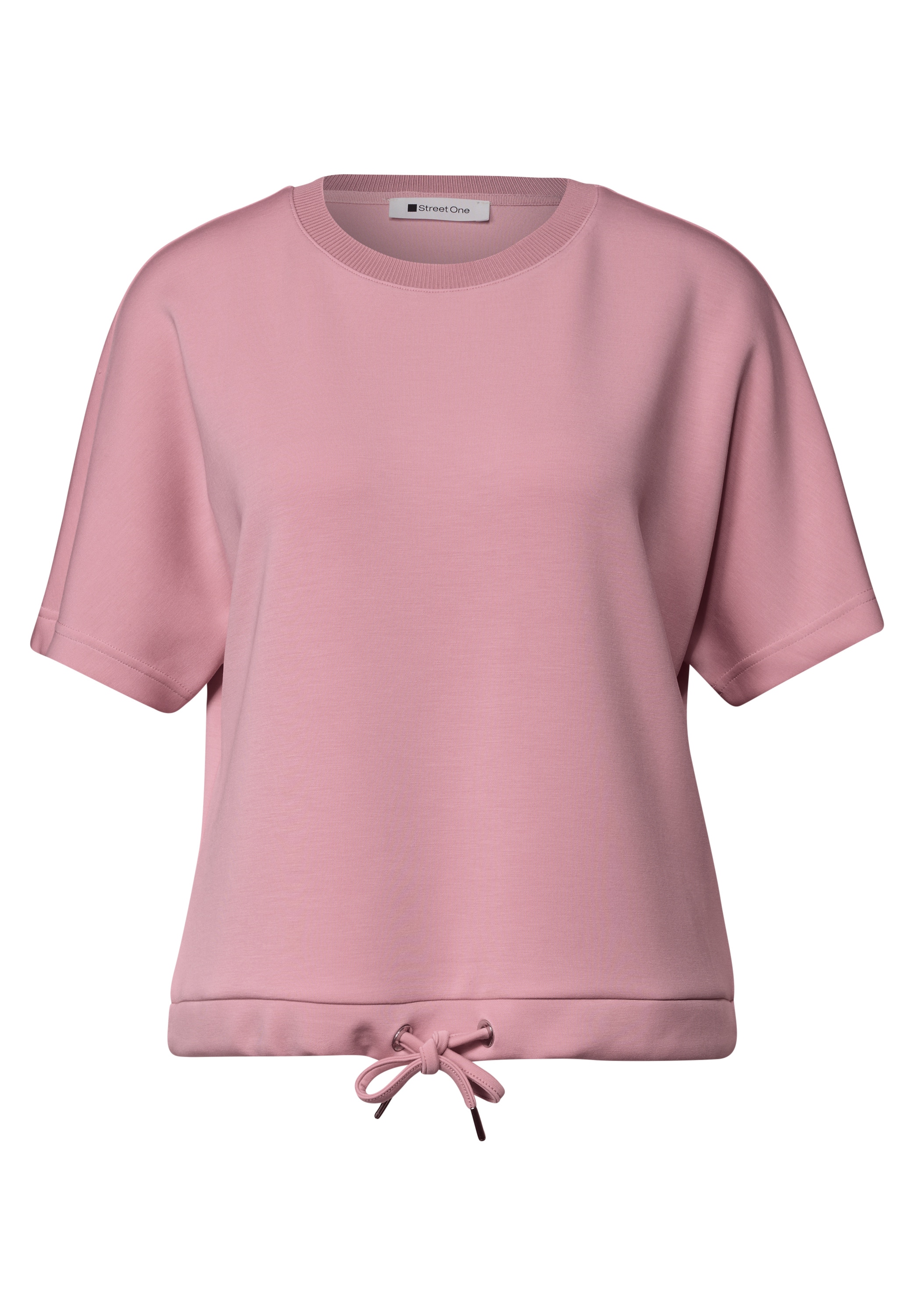 STREET ONE T-Shirt mit Tunnelzug am Saum, im Silk-Look