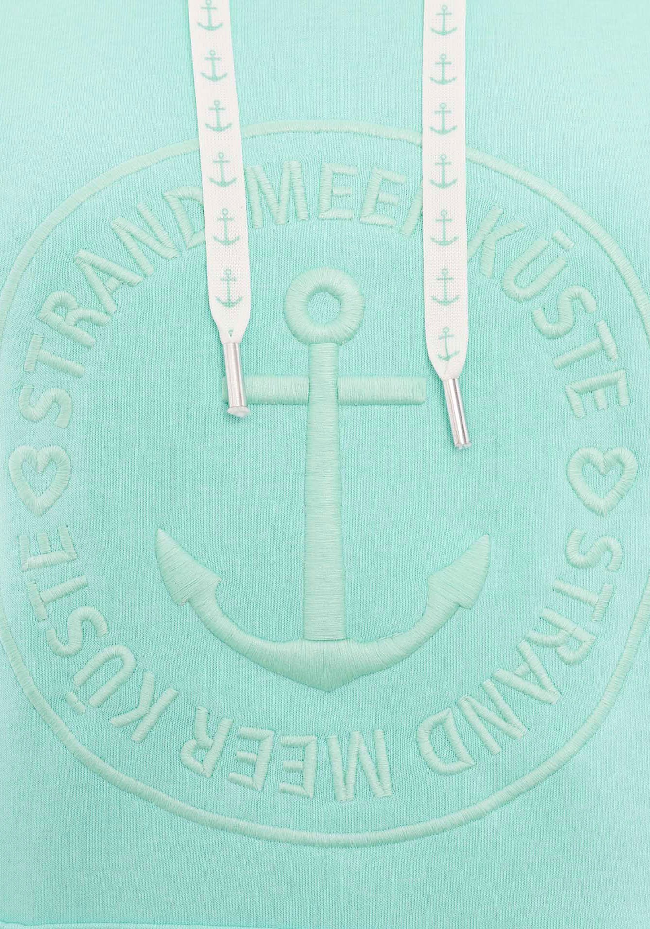 Zwillingsherz Hoodie »Strand Meer Küste«, mit Kapuze und gleichfarbig gesticktem Ankermotiv