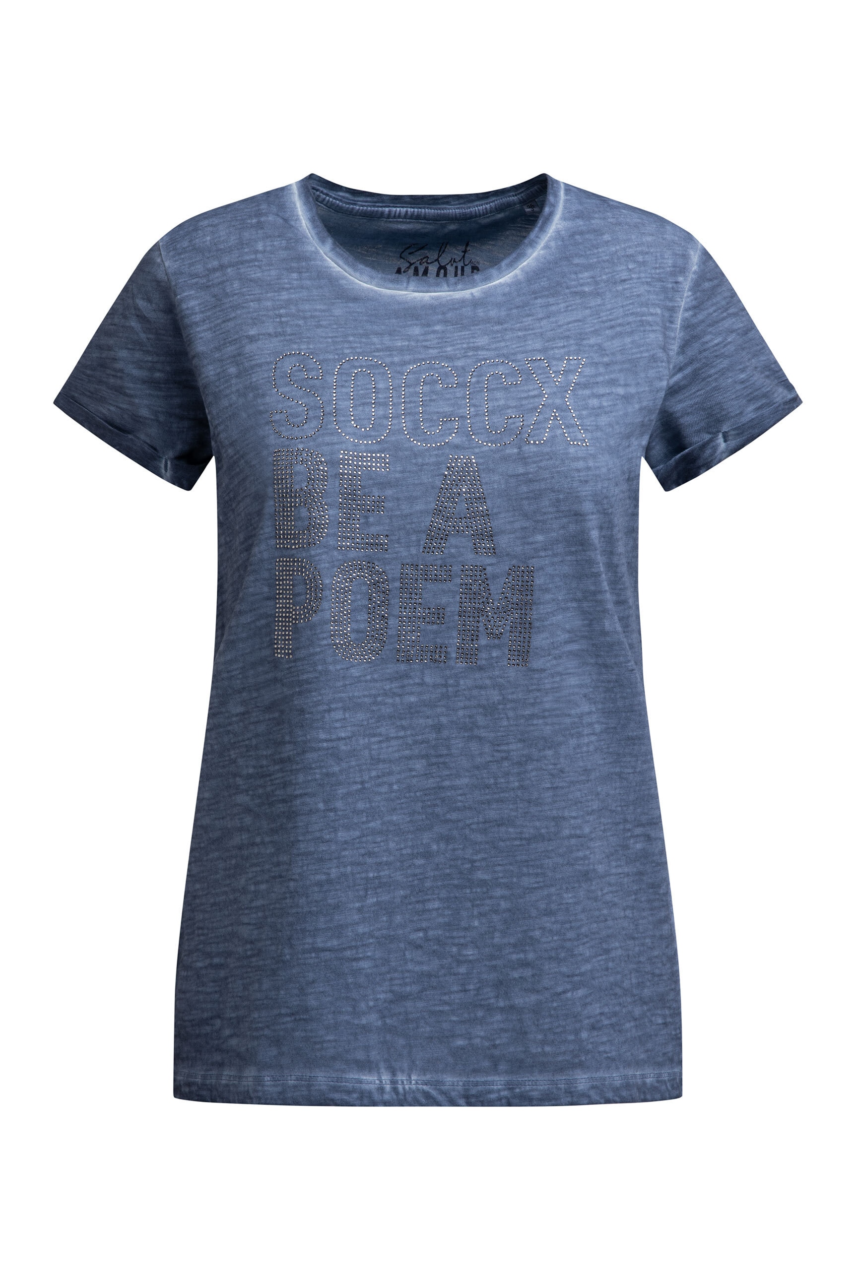 SOCCX Rundhalsshirt mit fixierten Turn-Up-Ärmeln